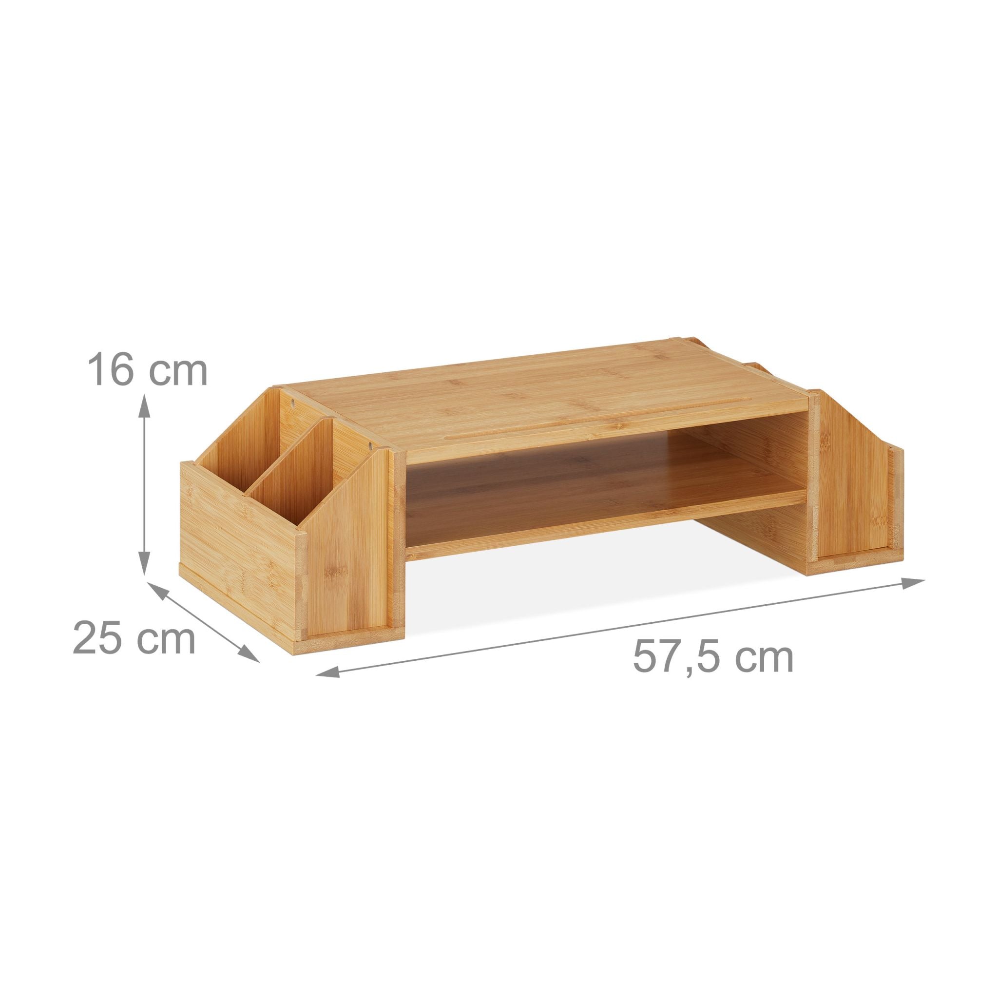 Monitorständer Bambus Hellbraun von Relaxdays