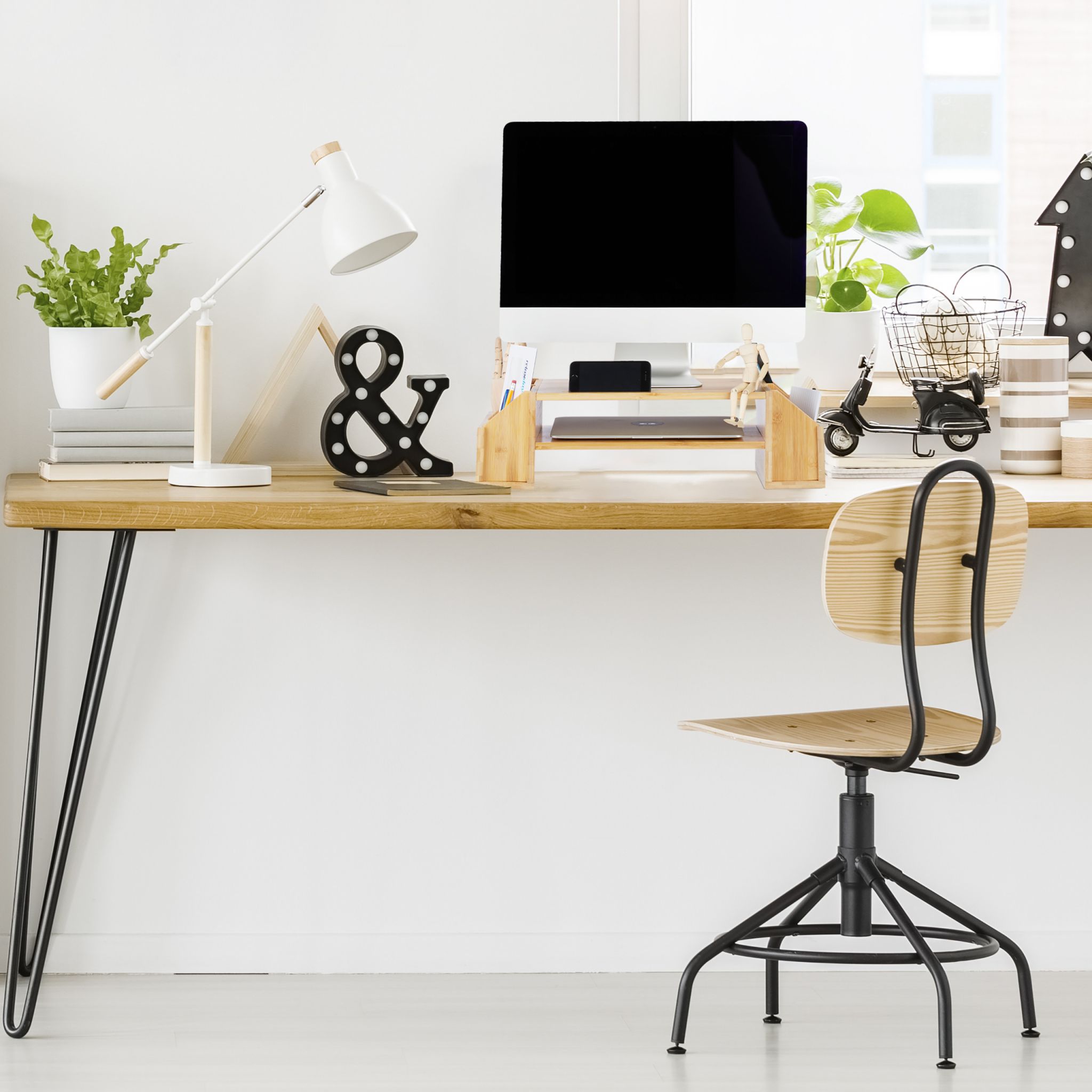 Monitorständer Bambus Hellbraun von Relaxdays
