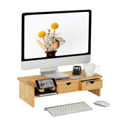 Monitorständer Bambus Hellbraun von Relaxdays
