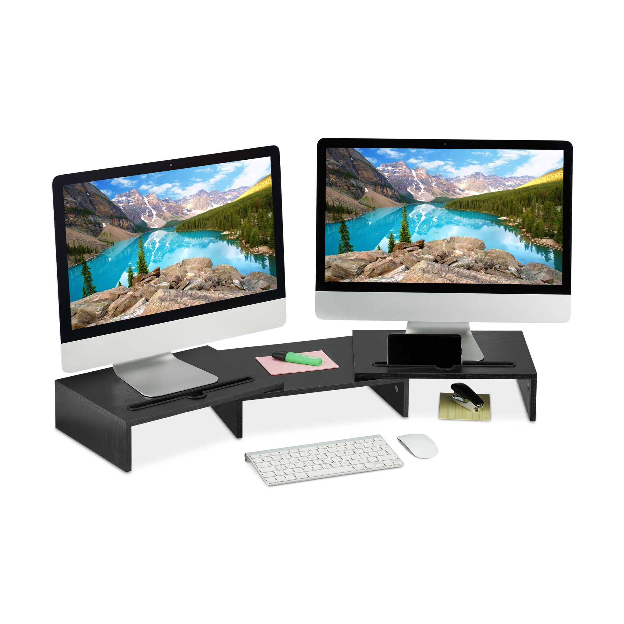 Monitorständer für 2 Monitore Schwarz von Relaxdays