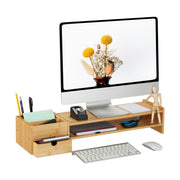 Monitorständer Bambus Hellbraun von Relaxdays