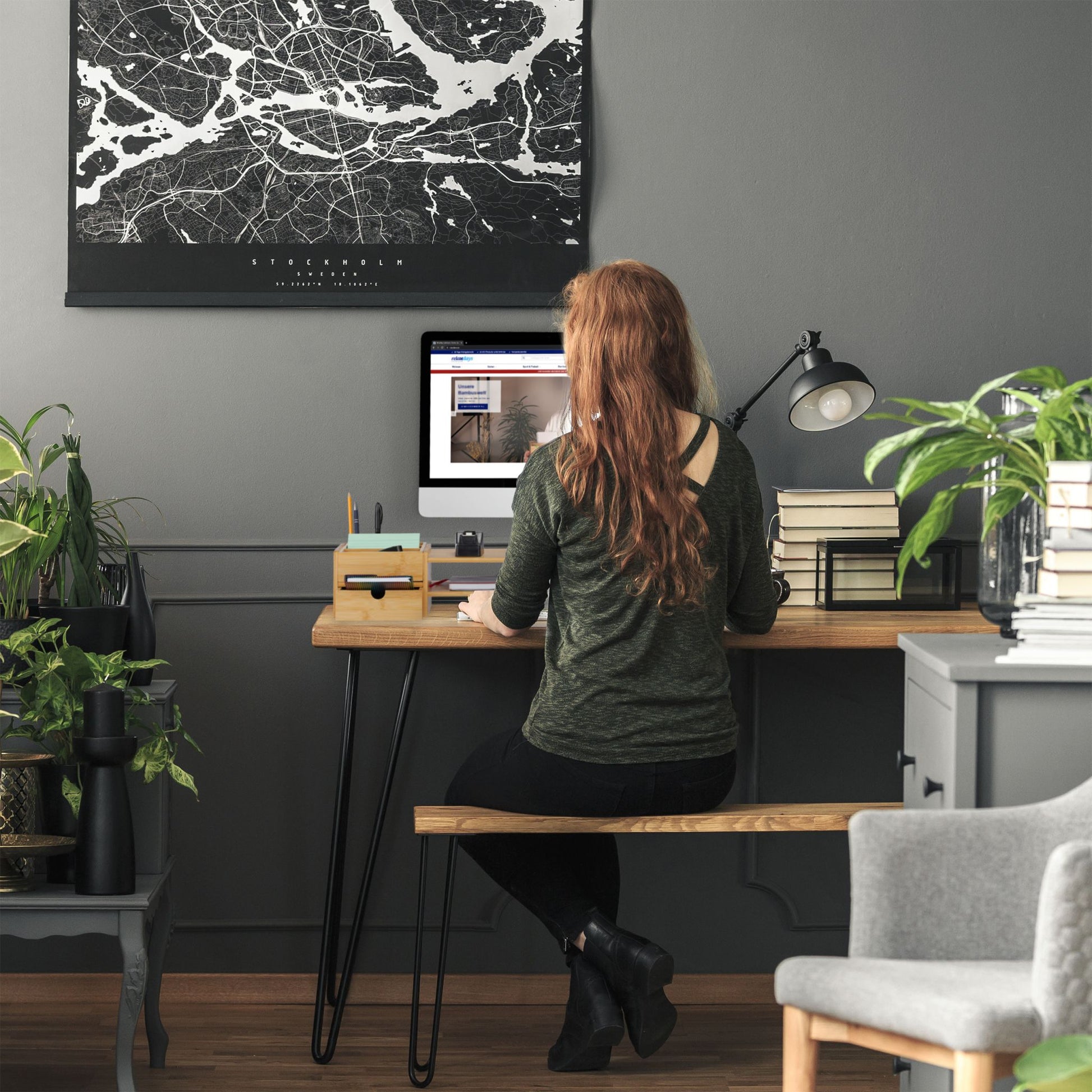 Monitorständer Bambus Hellbraun von Relaxdays