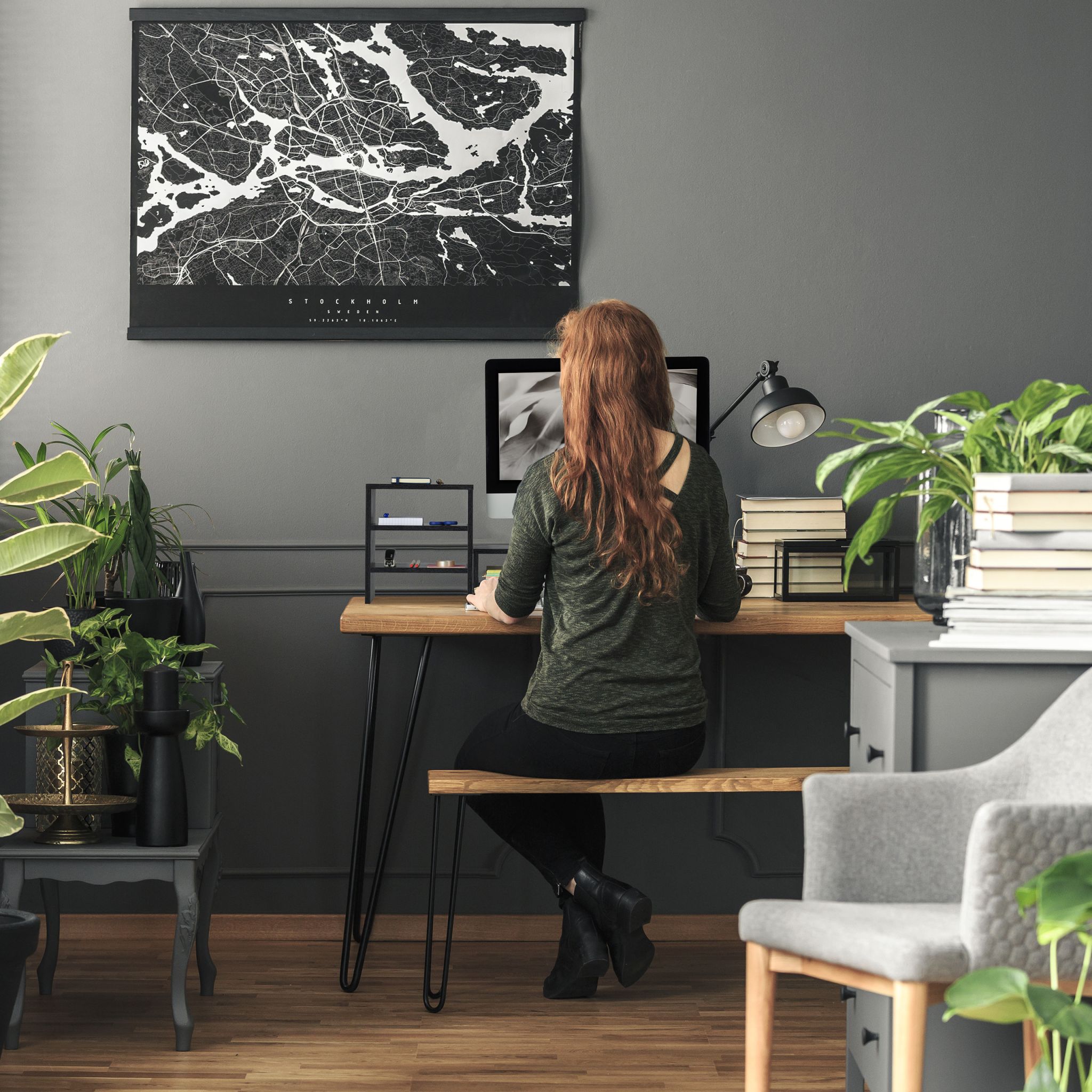 Monitorständer mit Ablagen Schwarz von Relaxdays