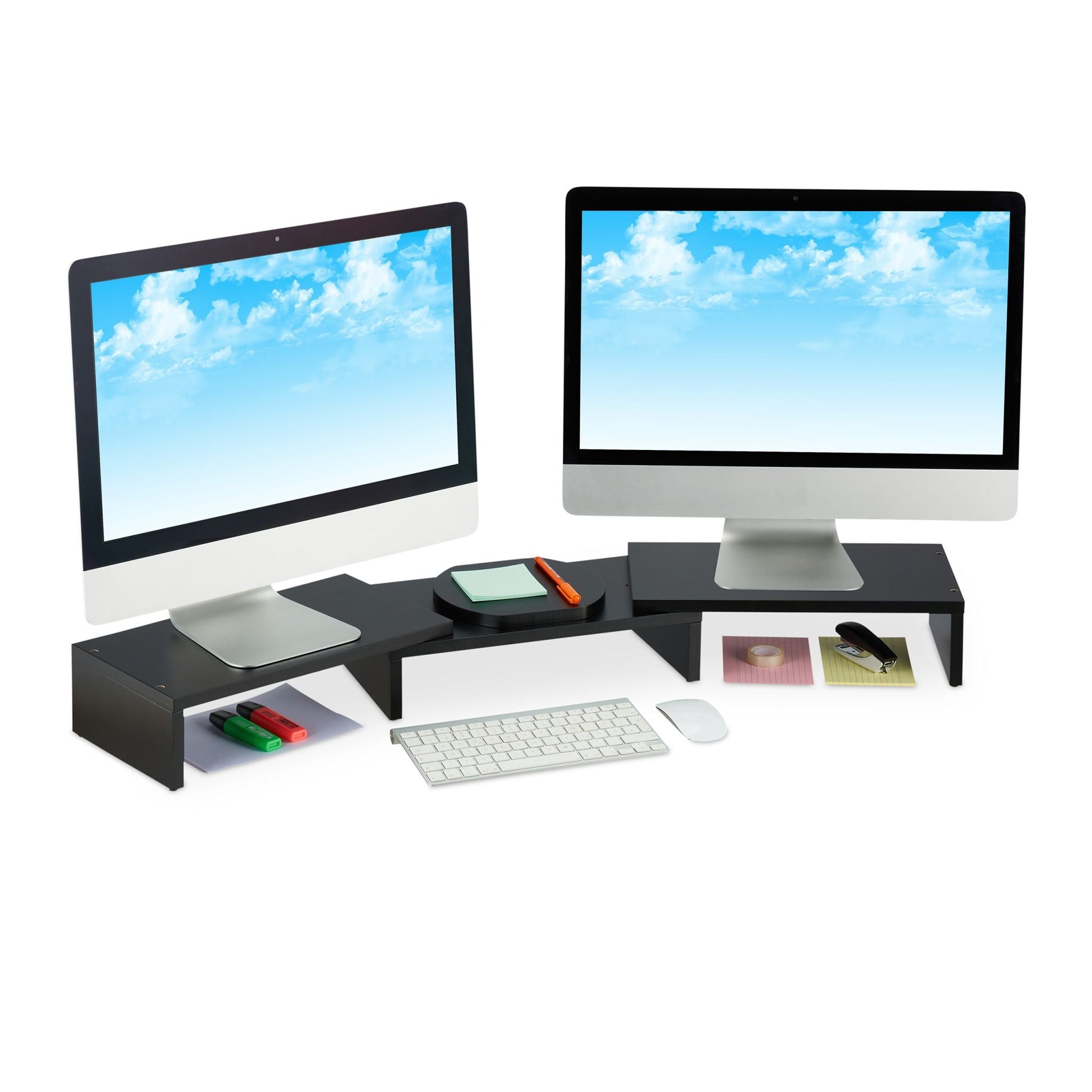 Monitorständer für 2 Monitore Schwarz von Relaxdays