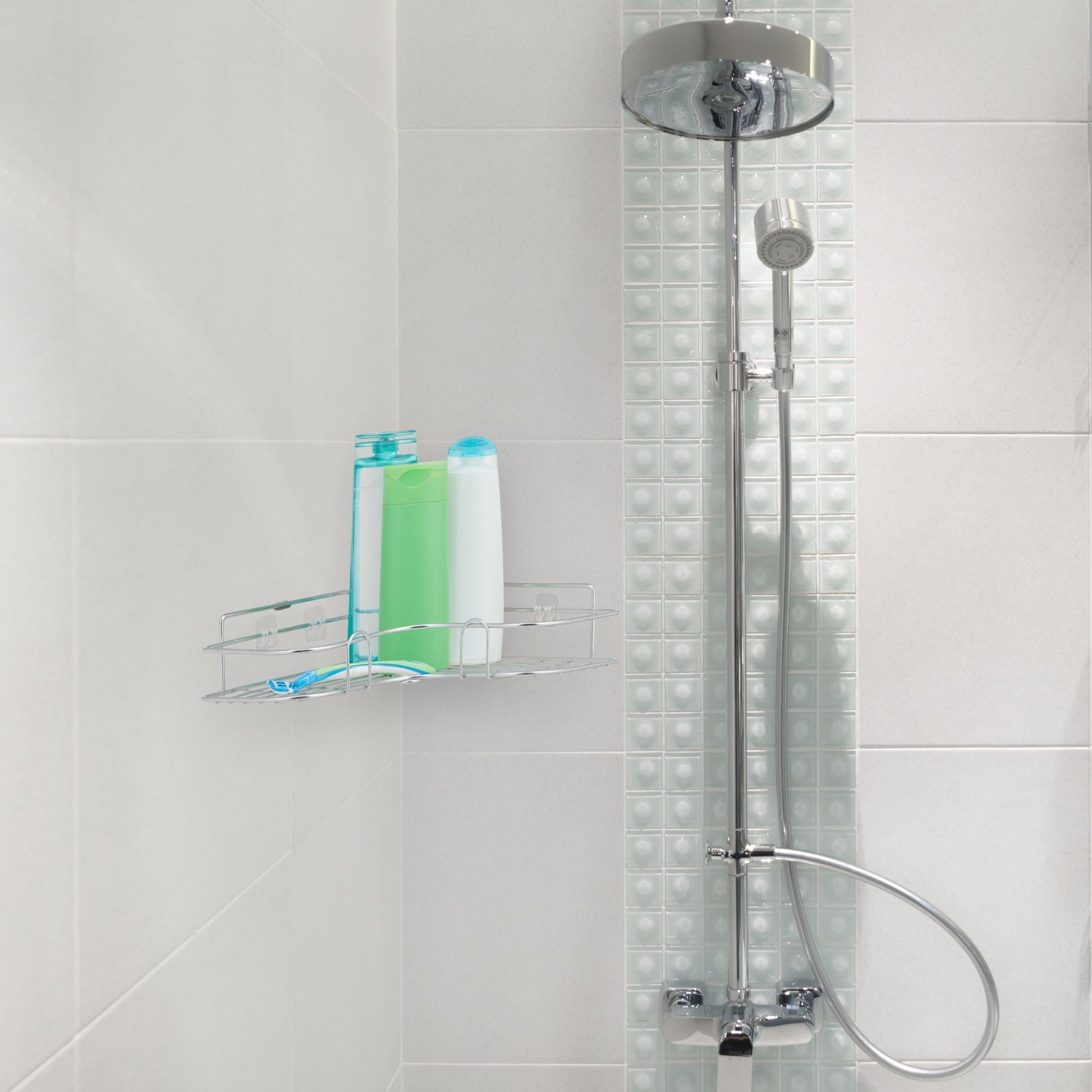 Eck Duschablage ohne Bohren Silber von Relaxdays