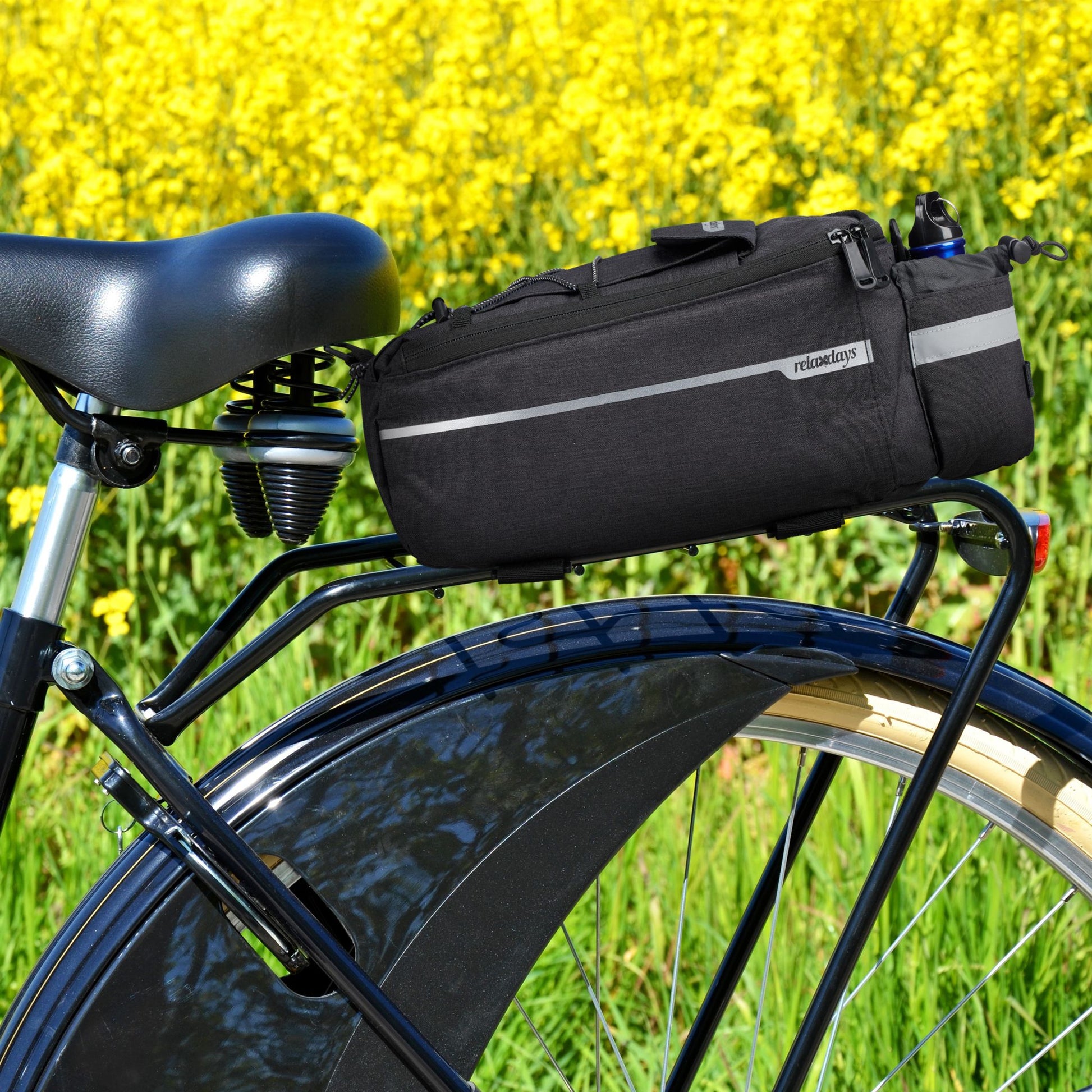 Gepäckträgertasche fürs Fahrrad Schwarz-Silber von Relaxdays