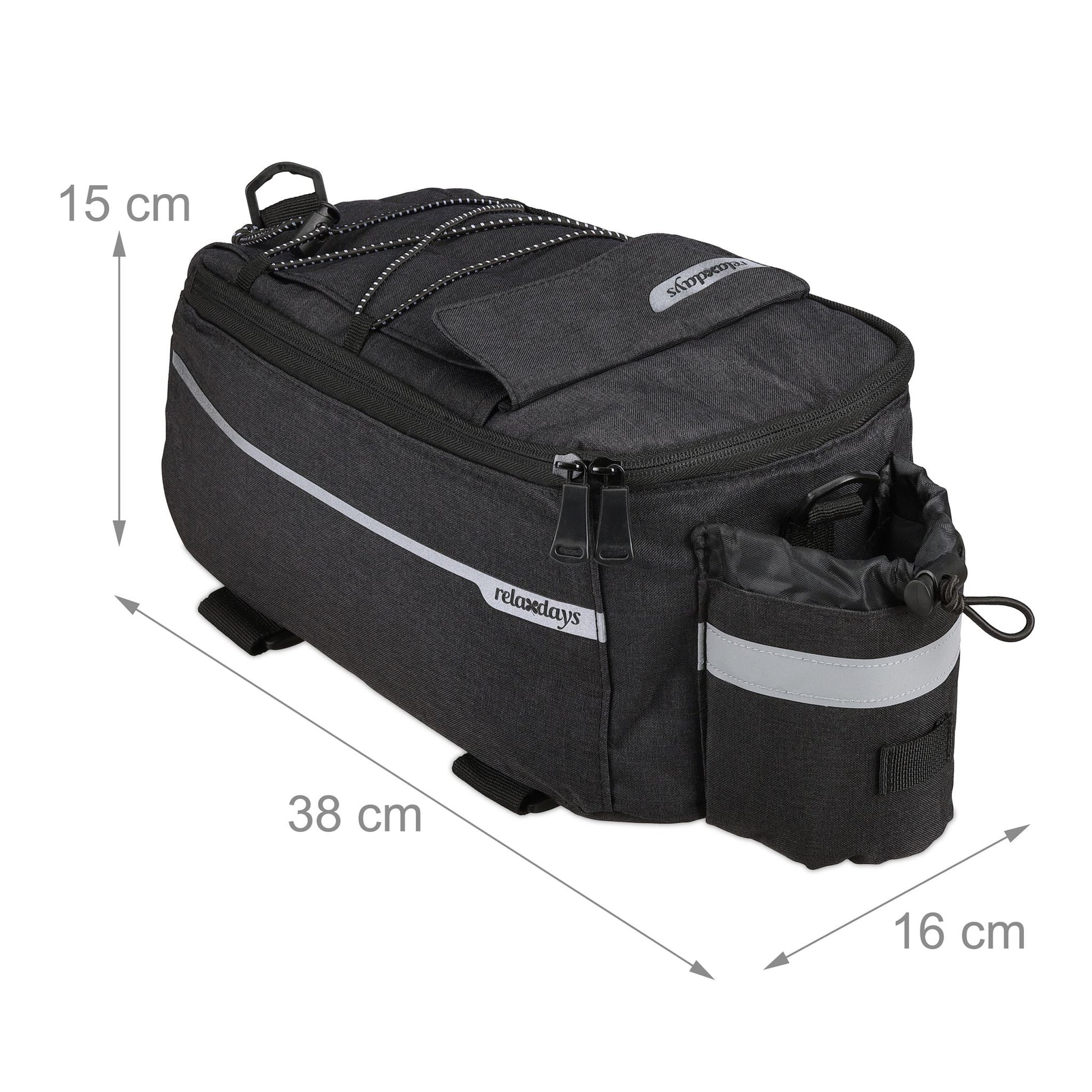 Gepäckträgertasche fürs Fahrrad Schwarz-Silber von Relaxdays