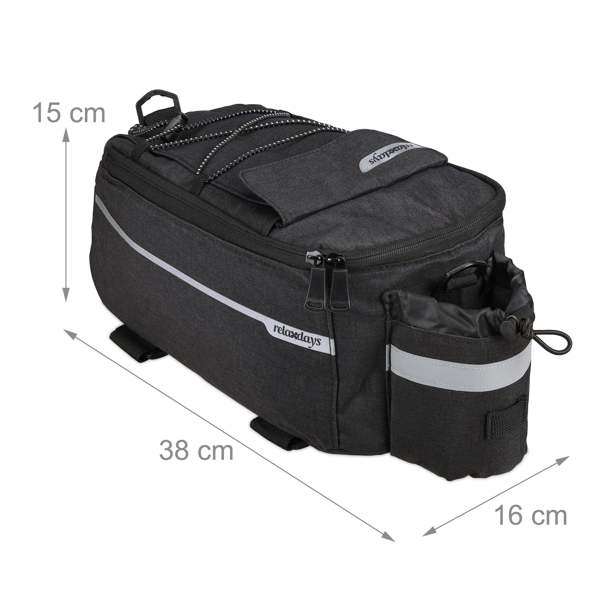 Gepäckträgertasche fürs Fahrrad Schwarz-Silber von Relaxdays
