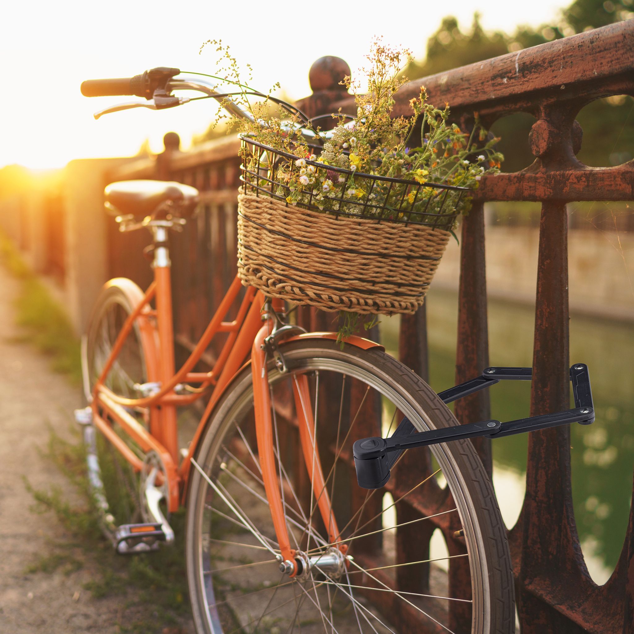 Fahrrad Faltschloss mit Halterung Schwarz von Relaxdays