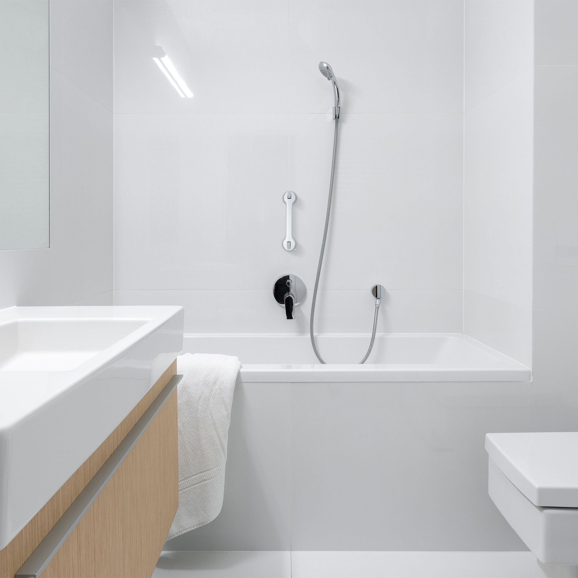 Haltegriff mit Saugnapf Weiss-Grau von Relaxdays