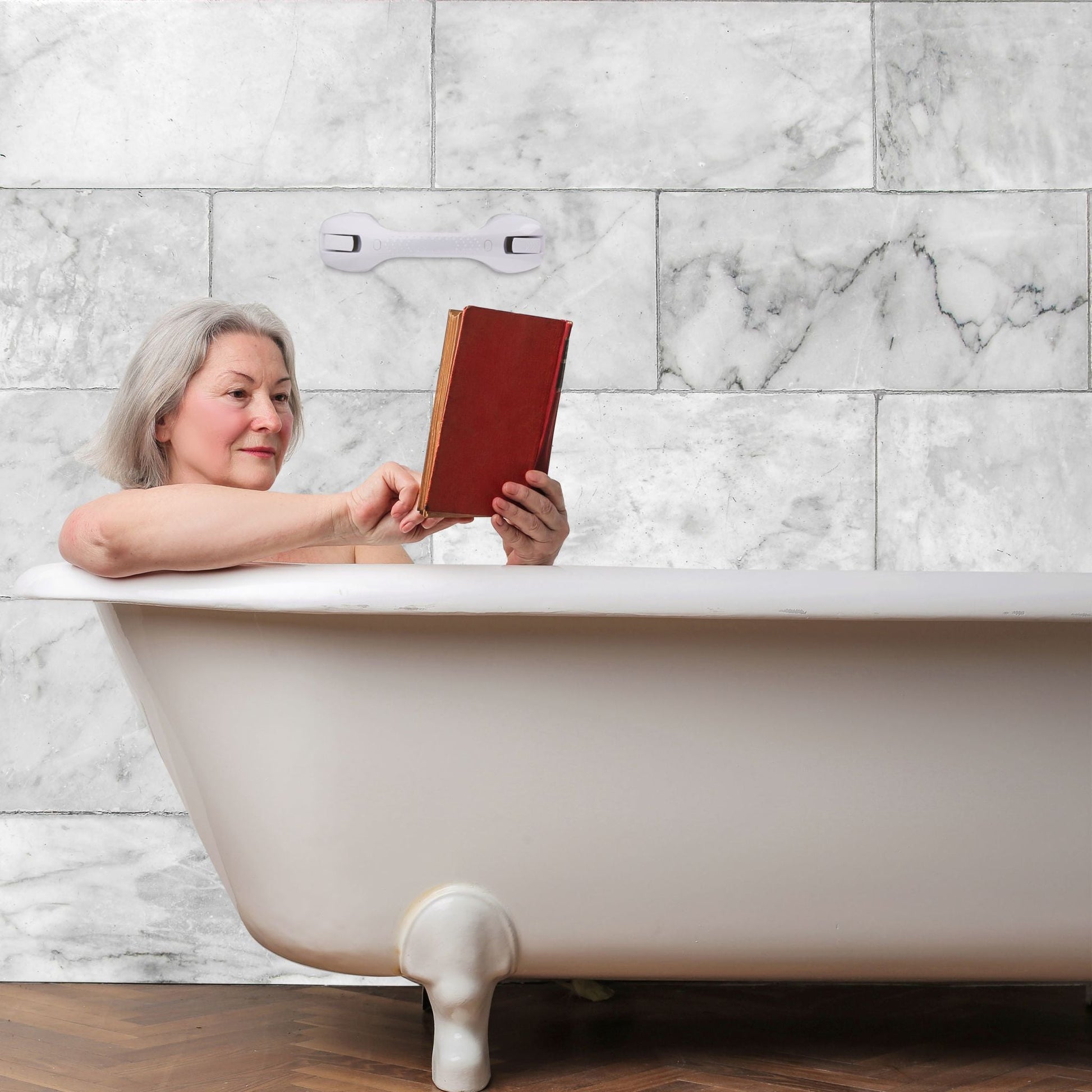 Premium Haltegriff mit Saugnapf Weiss-Grau von Relaxdays
