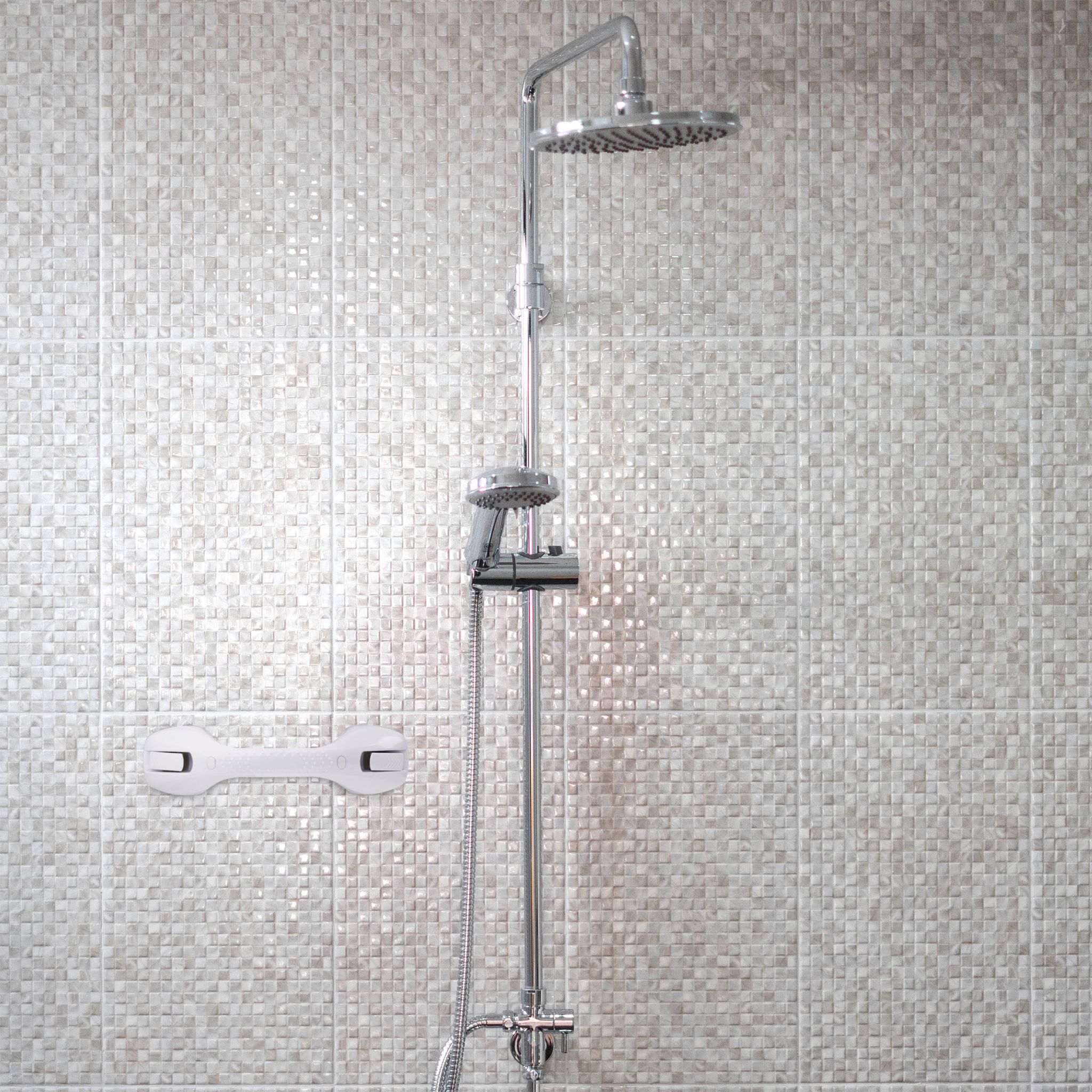 Premium Haltegriff mit Saugnapf Weiss-Grau von Relaxdays