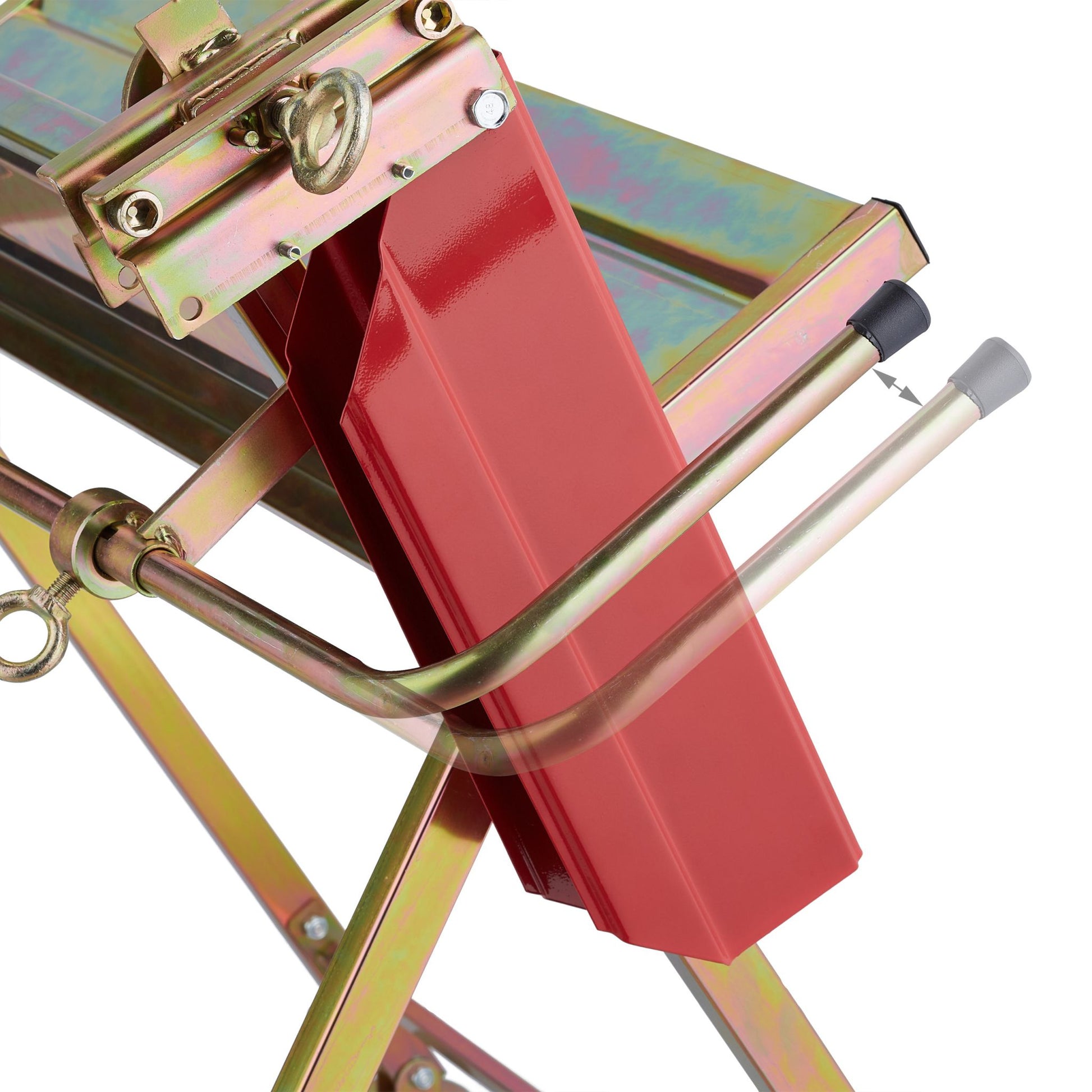 Sägebock mit Kettensägenhalterung Gold-Rot von Relaxdays