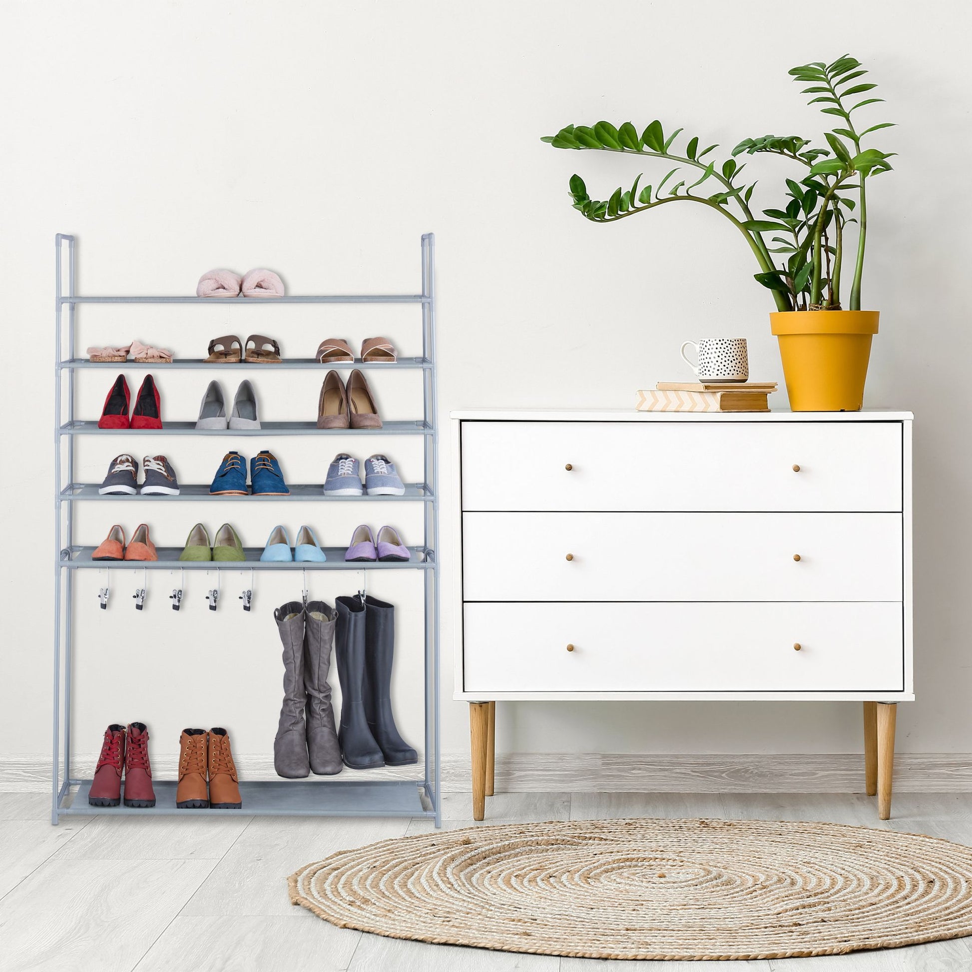 Schuhregal mit Stiefelfach Grau von Relaxdays