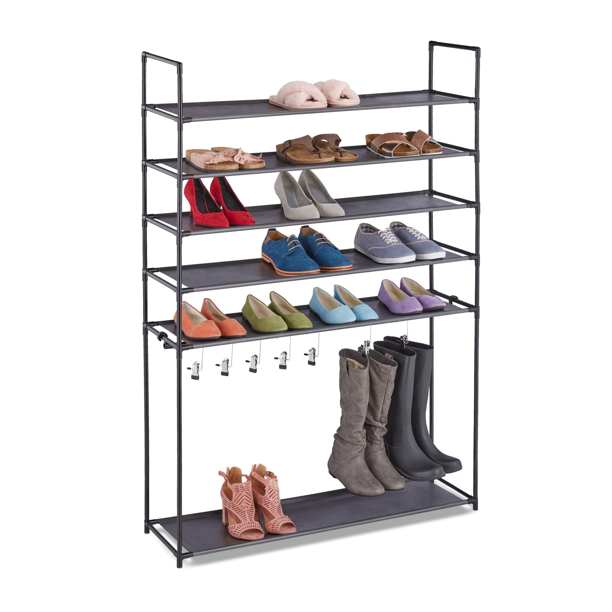 Schuhregal mit Stiefelfach Anthrazit-Schwarz von Relaxdays