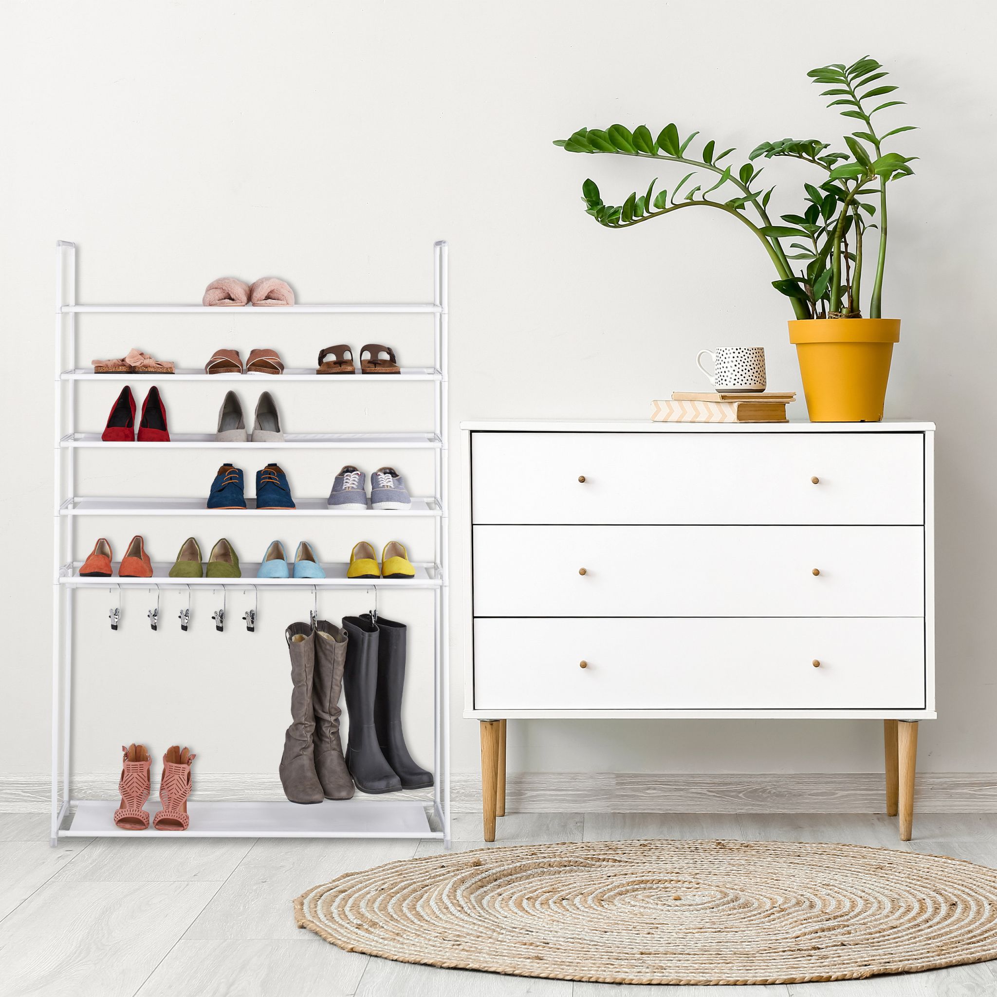 Schuhregal mit Stiefelfach Weiss von Relaxdays