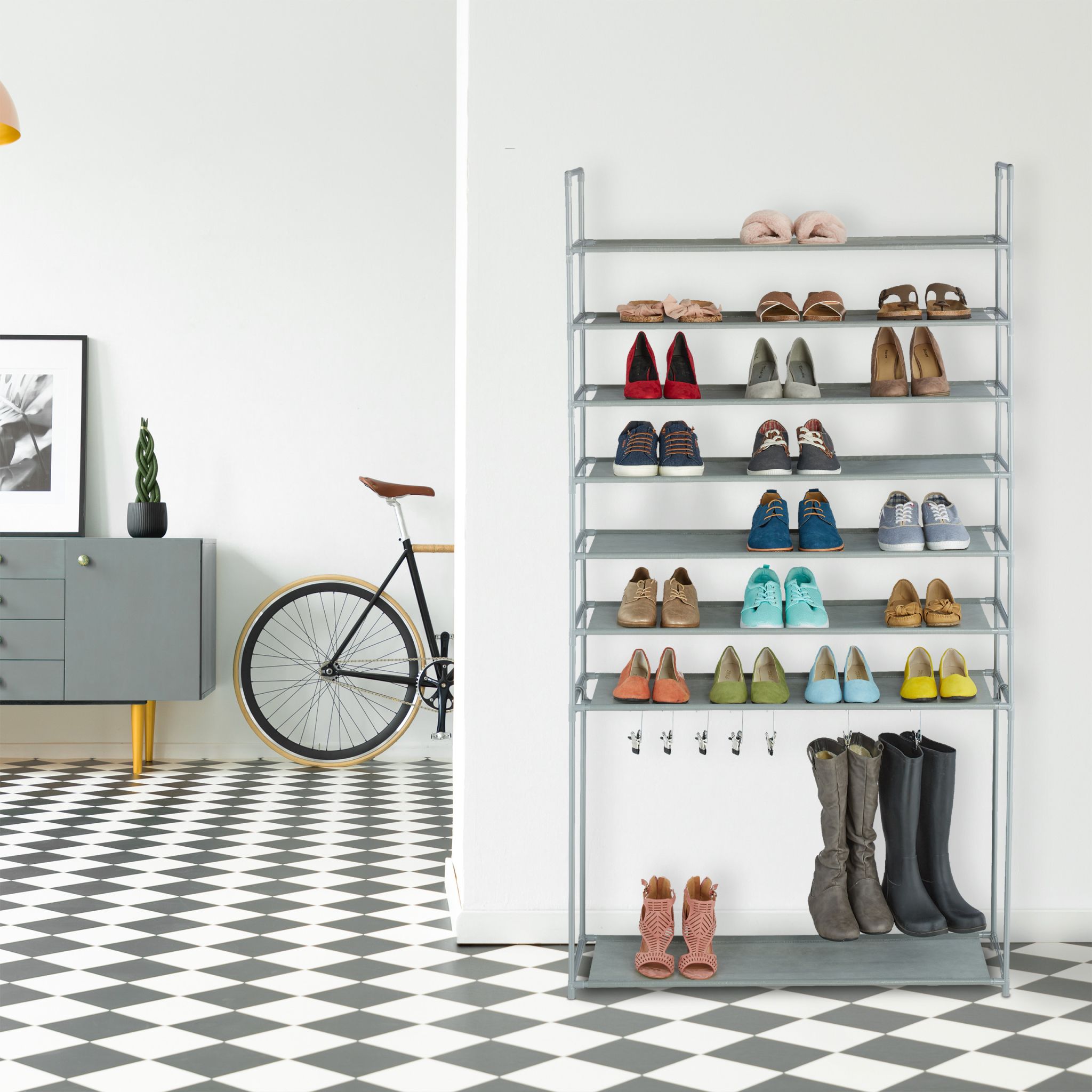 Schuhregal mit Stiefelfach Grau von Relaxdays