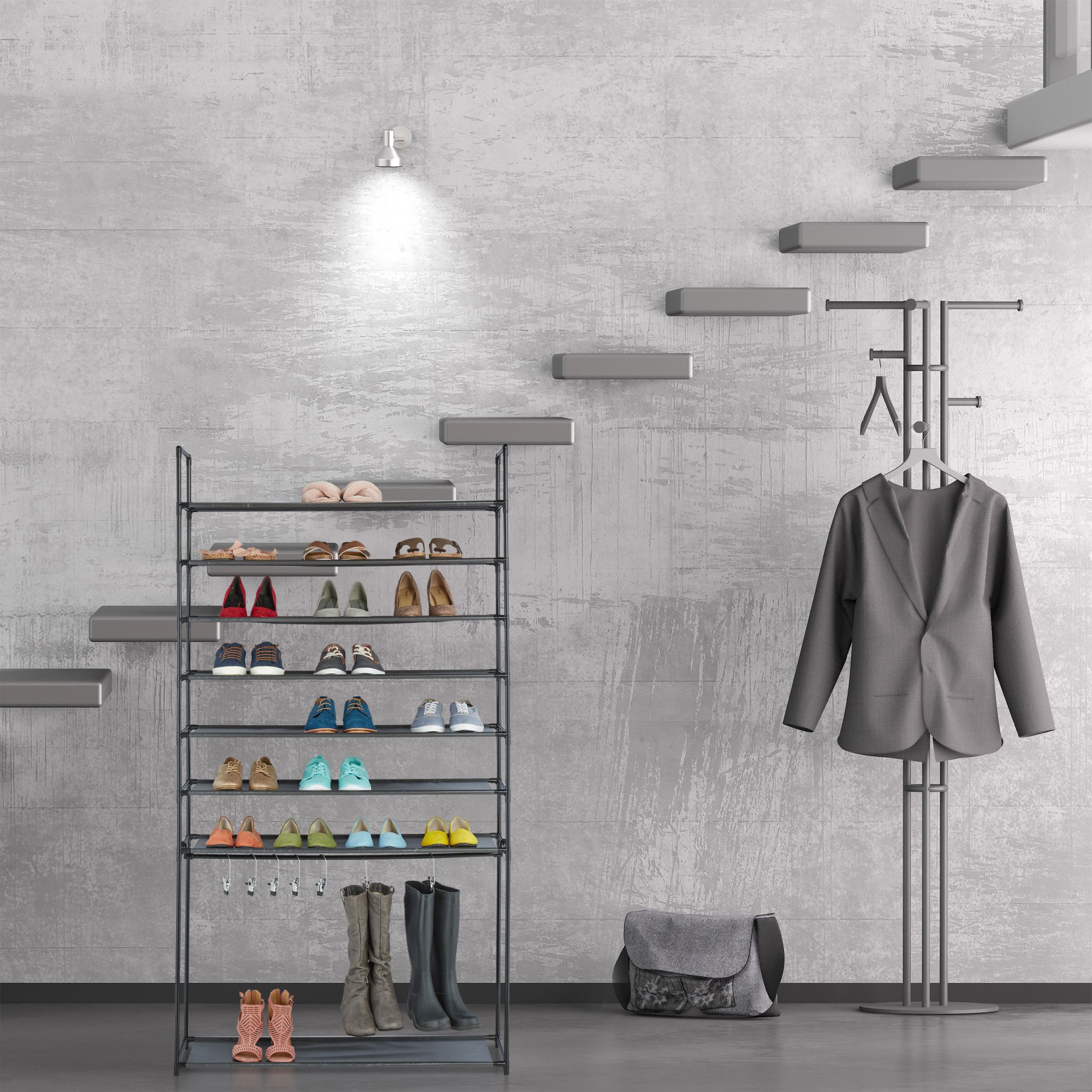 Schuhregal mit Stiefelfach Grau von Relaxdays