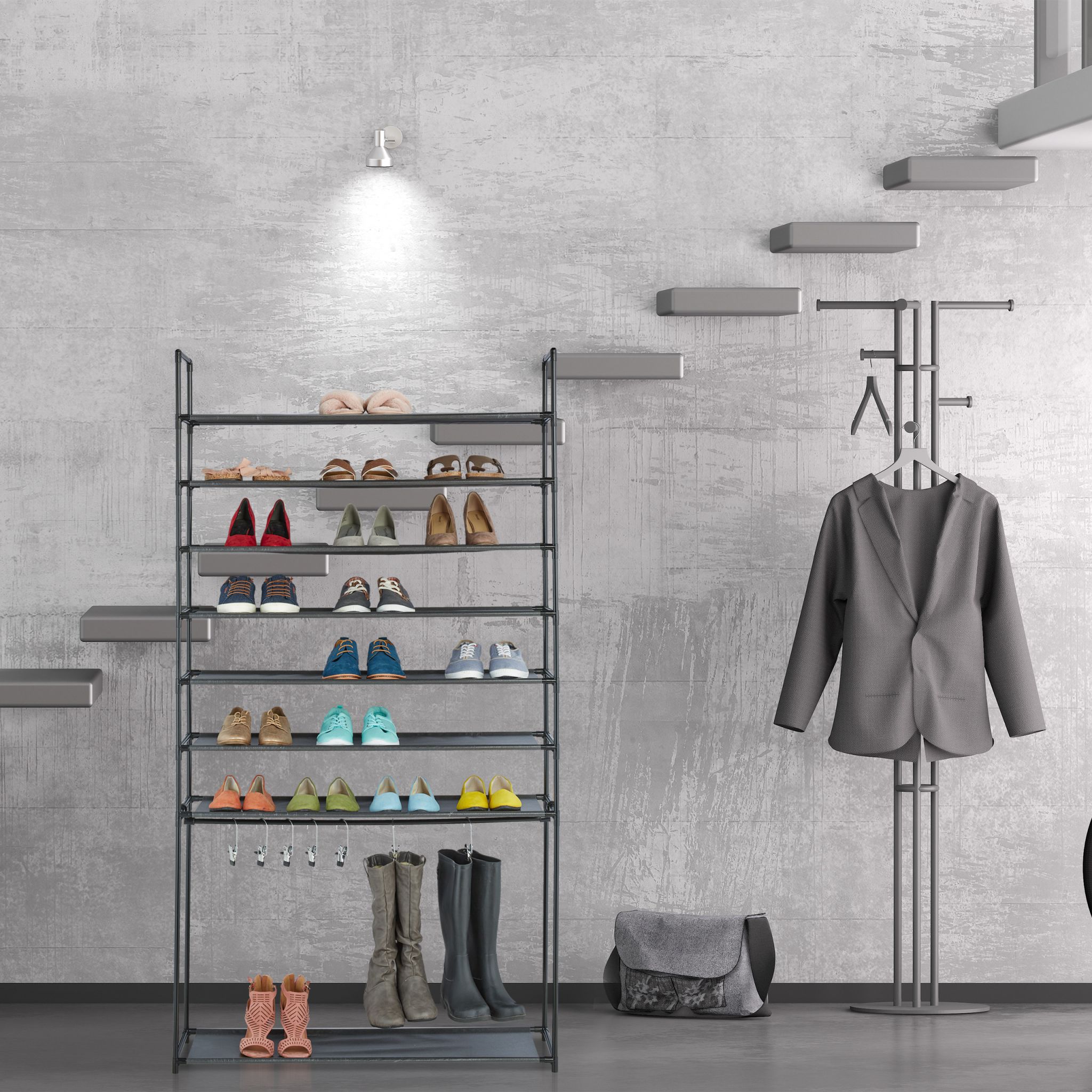 Schuhregal mit Stiefelfach Anthrazit-Schwarz von Relaxdays