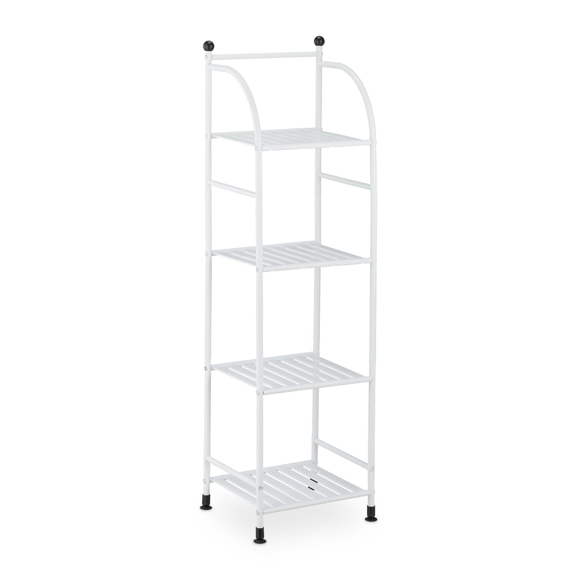 Schmales Standregal mit 4 Ablagen Weiss-Schwarz von Relaxdays