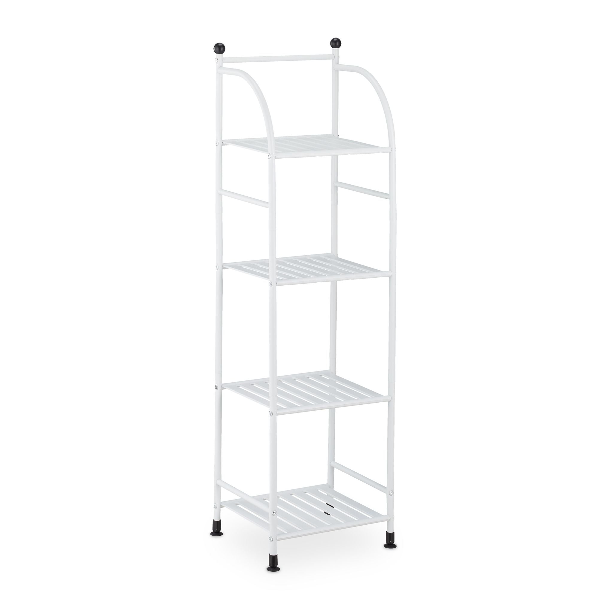 Schmales Standregal mit 4 Ablagen Weiss-Schwarz von Relaxdays