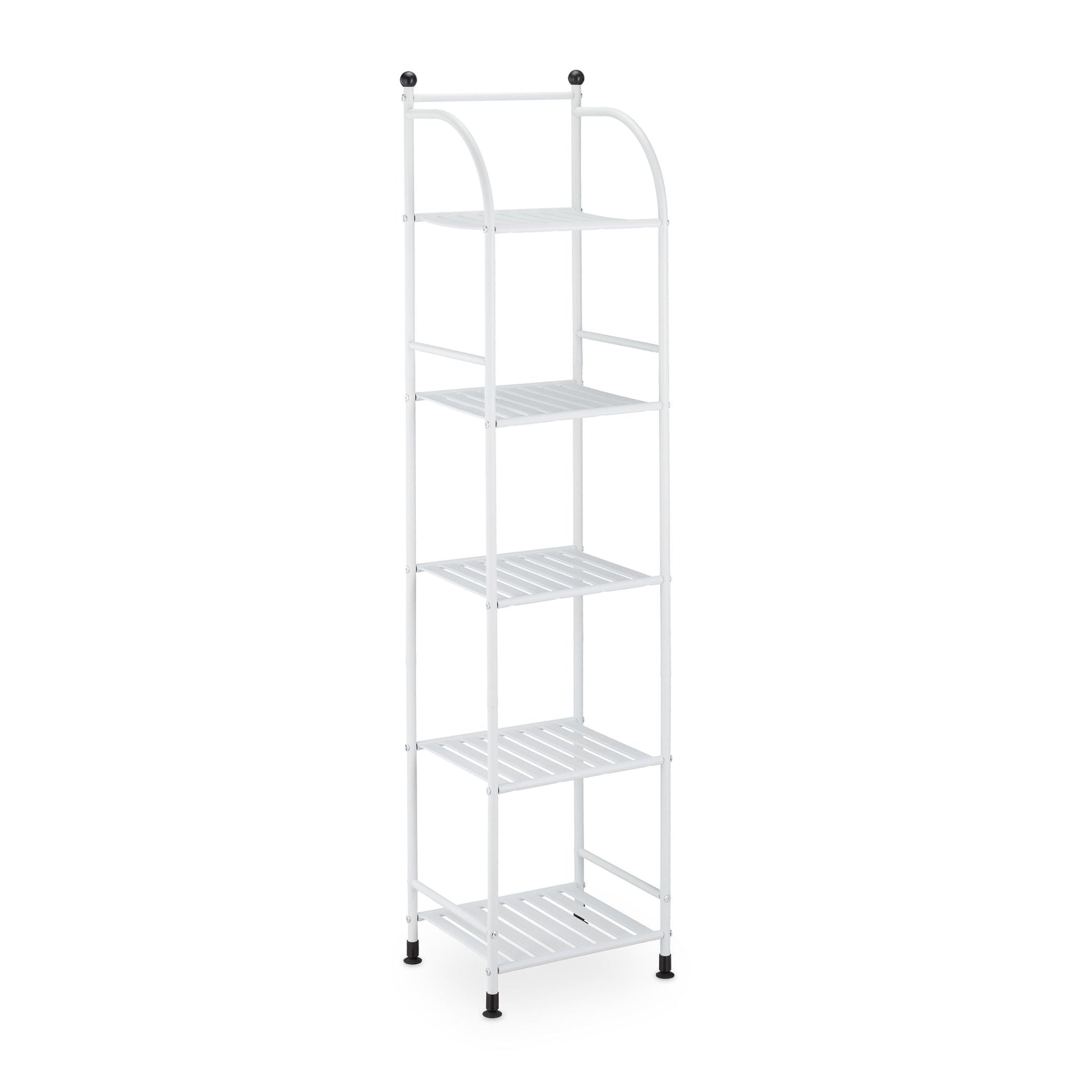Schmales Standregal mit 5 Ablagen Weiss-Schwarz von Relaxdays