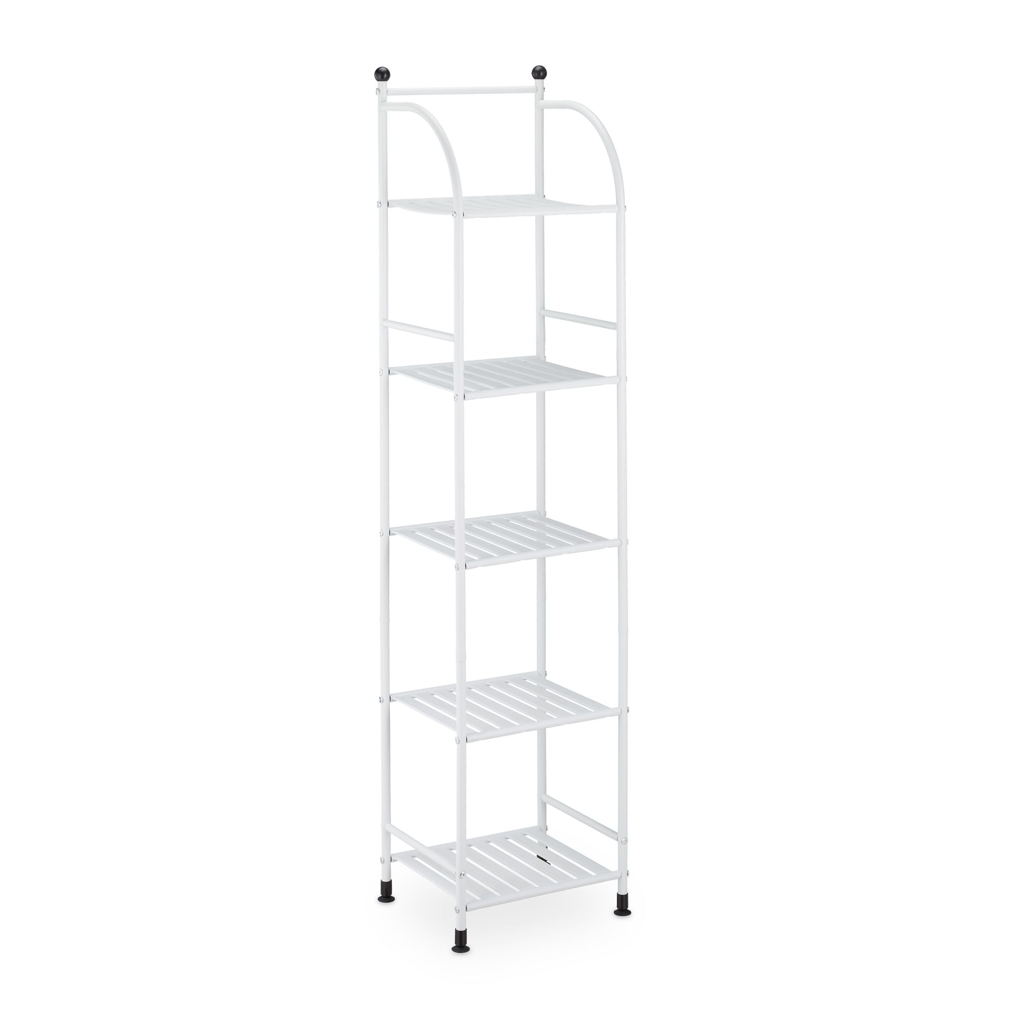 Schmales Standregal mit 5 Ablagen Weiss-Schwarz von Relaxdays