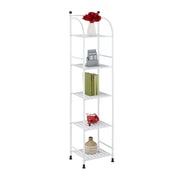 Schmales Standregal mit 5 Ablagen Weiss-Schwarz von Relaxdays