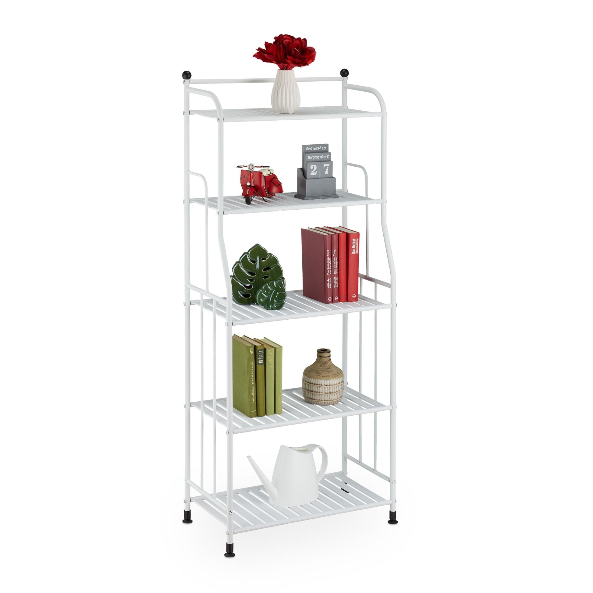 Standregal mit 5 Ablagen Weiss-Schwarz von Relaxdays