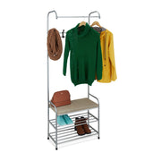Garderobe mit Schuhablage & Sitzbank Beige-Schwarz-Grau von Relaxdays