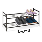 Stapelbares Schuhregal 2 Ebenen Schwarz von Relaxdays