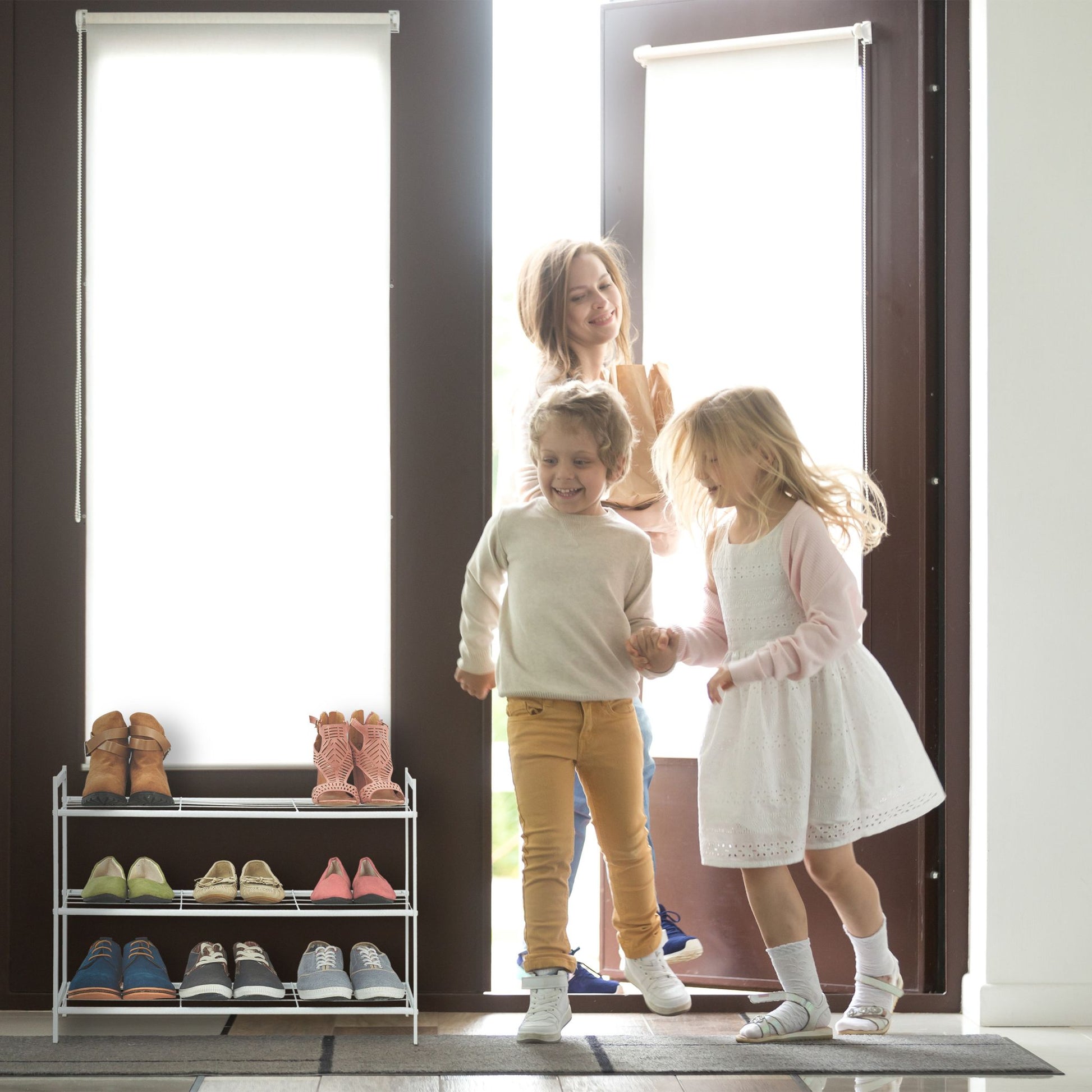 Erweiterbares Schuhregal 3 Ebenen Gold von Relaxdays