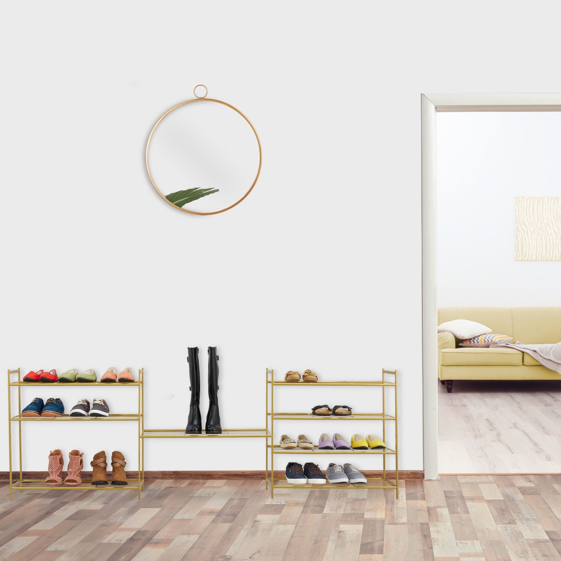 Stapelbares Schuhregal 4 Ebenen Gold von Relaxdays