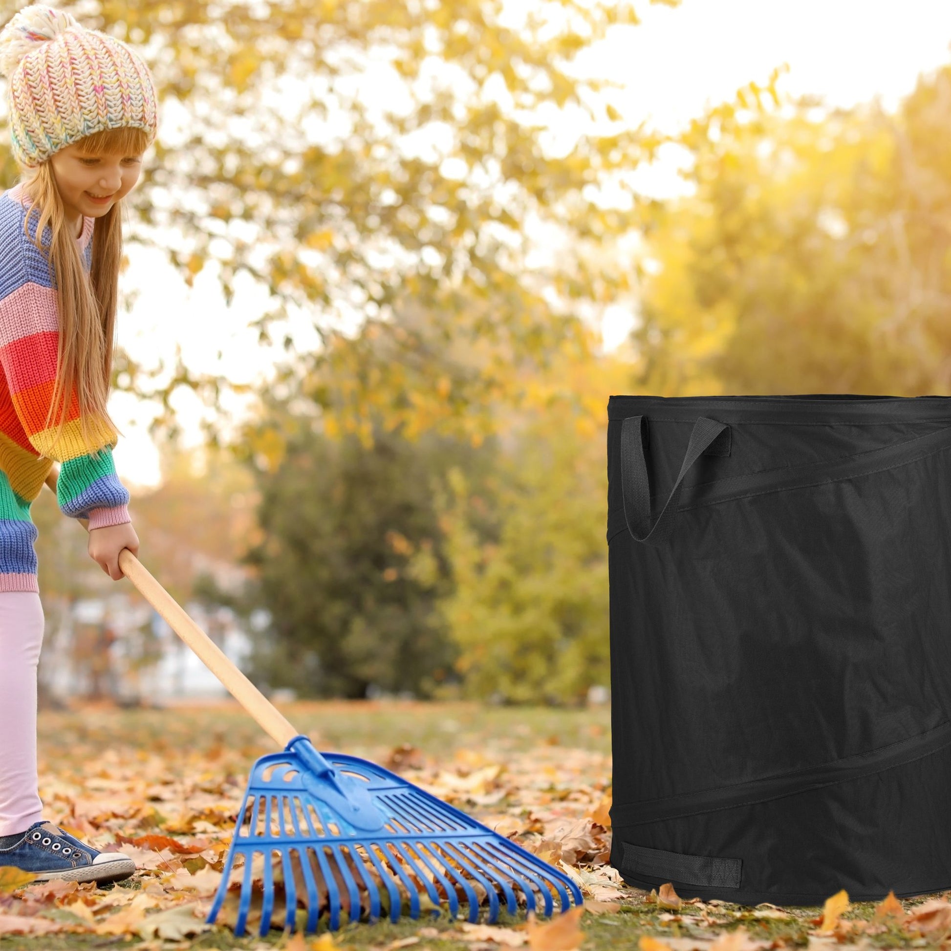 Pop Up Laubsack 85 L 3er-Set Schwarz von Relaxdays