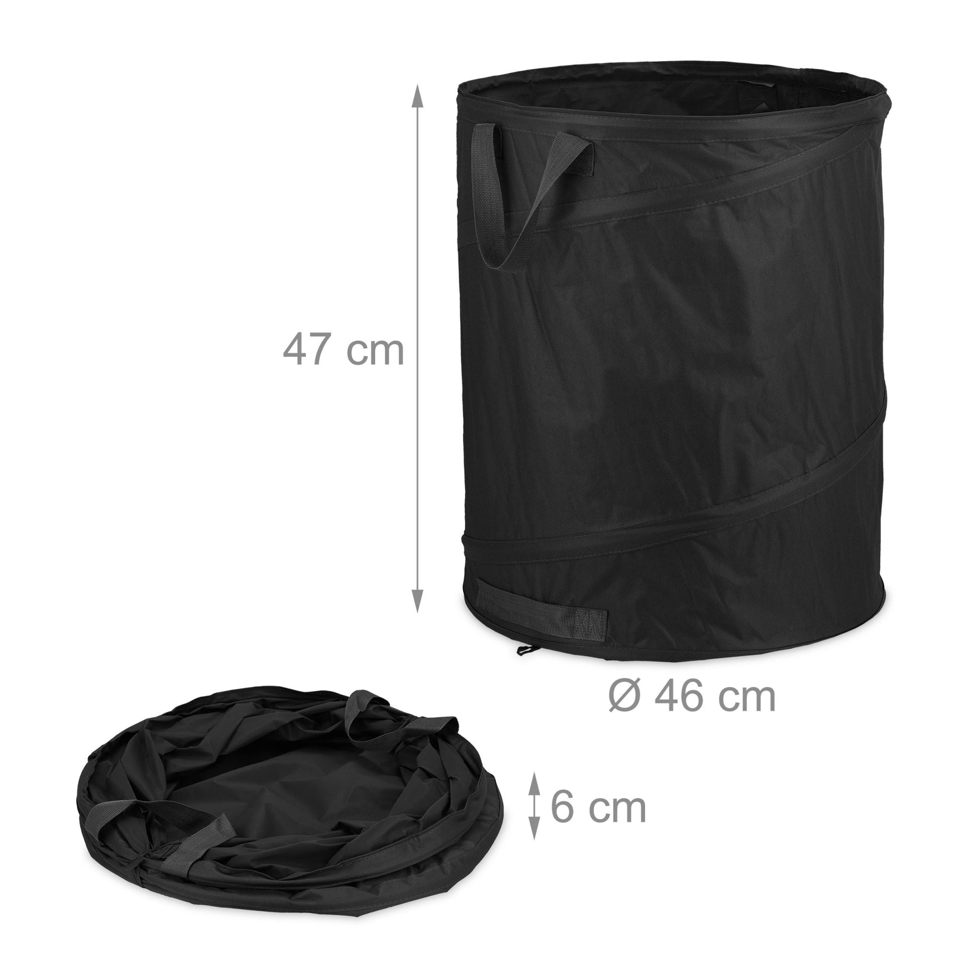 Pop Up Laubsack 85 L 3er-Set Schwarz von Relaxdays