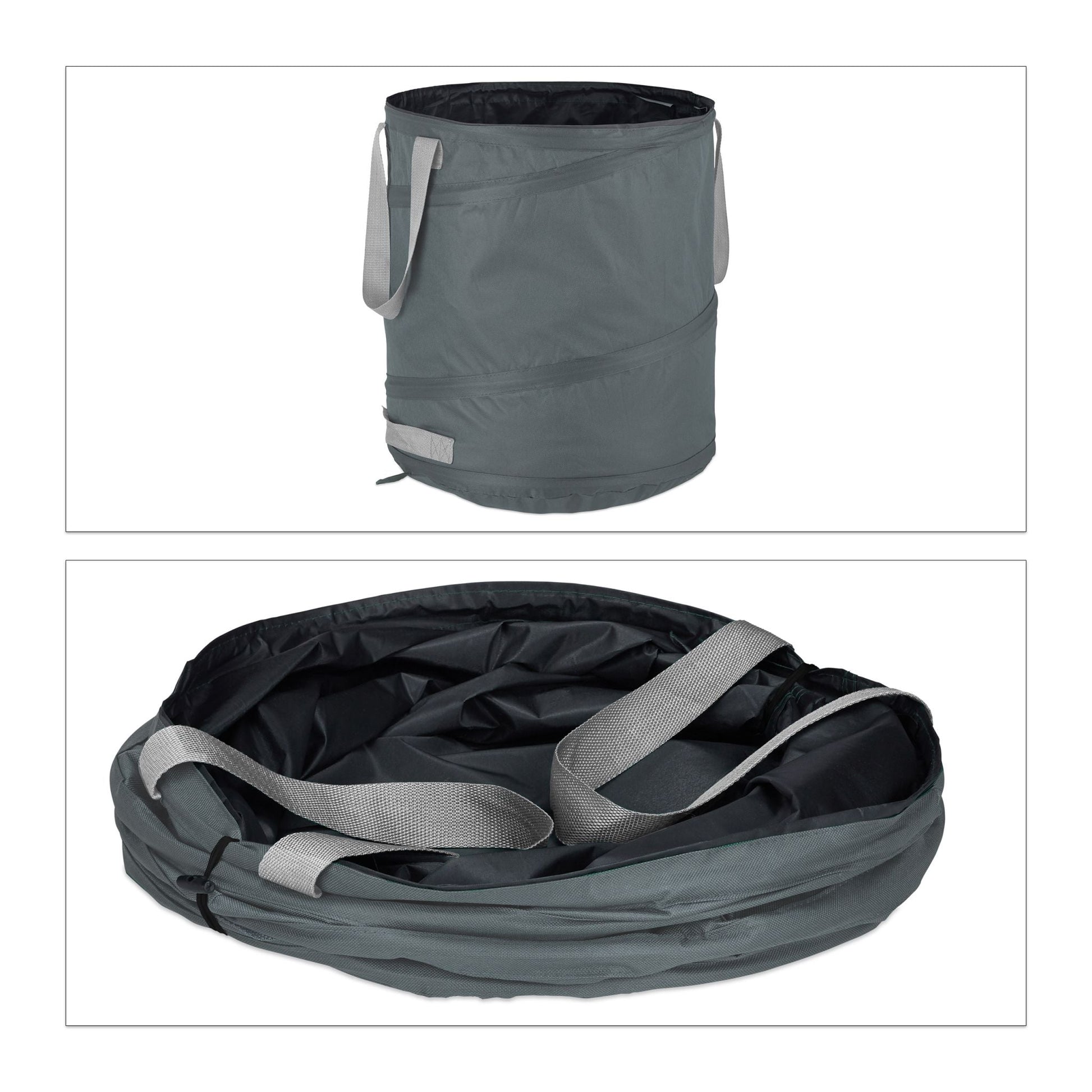 Pop Up Laubsack 85 L 3er-Set Grau von Relaxdays