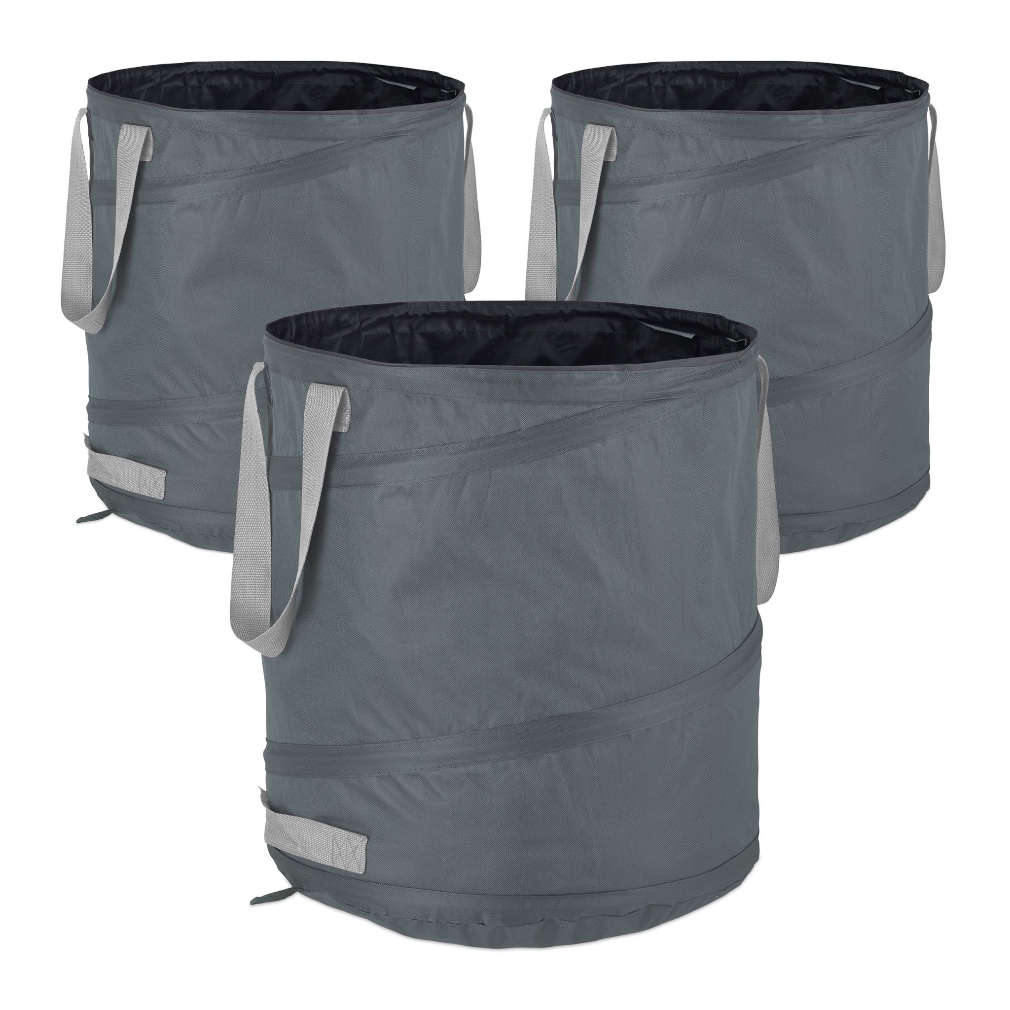 Pop Up Laubsack 85 L 3er-Set Grau von Relaxdays