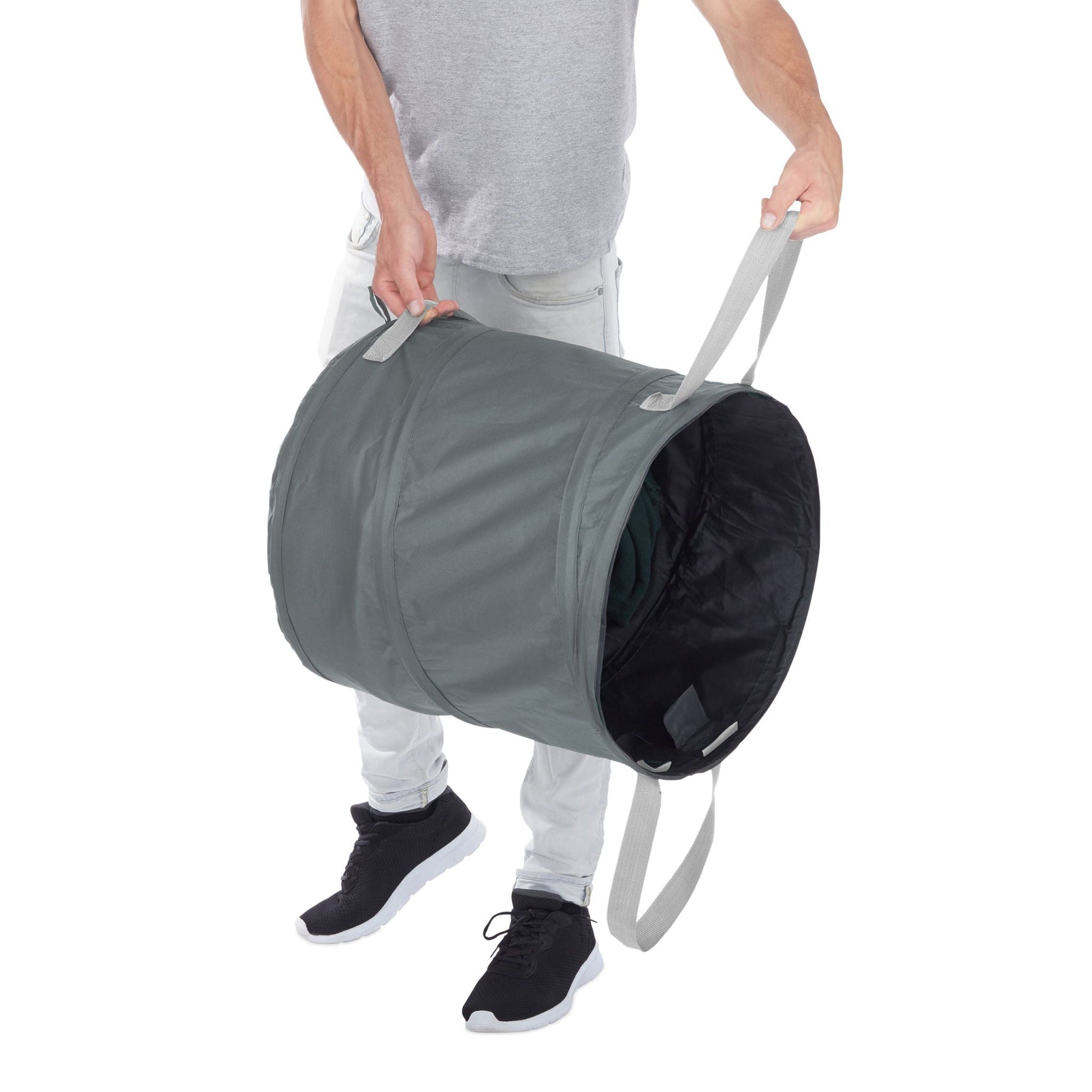 Pop Up Laubsack 85 L 3er-Set Grau von Relaxdays