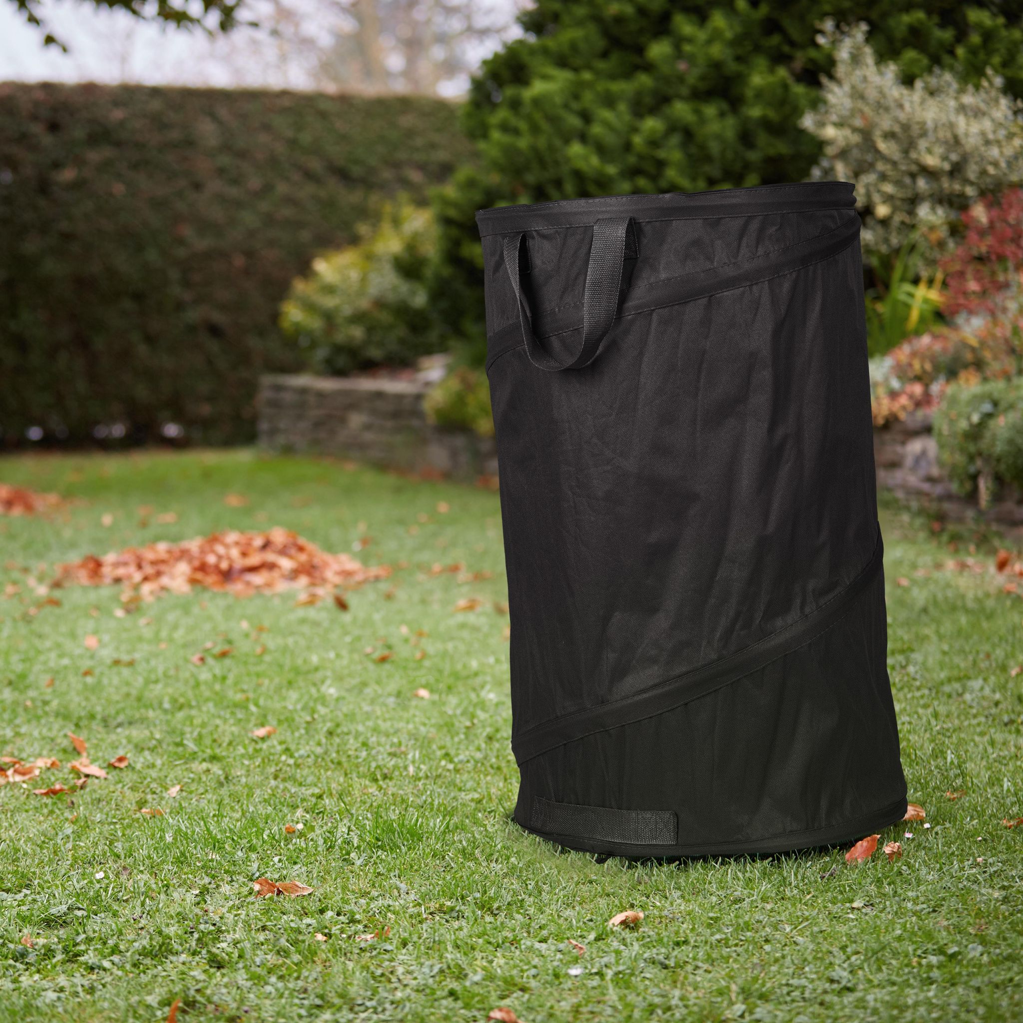 Pop Up Laubsack 120 L 2er-Set Schwarz von Relaxdays