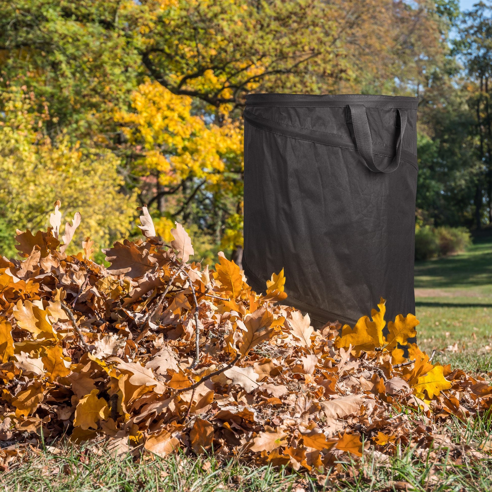 Pop Up Laubsack 120 L 2er-Set Schwarz von Relaxdays