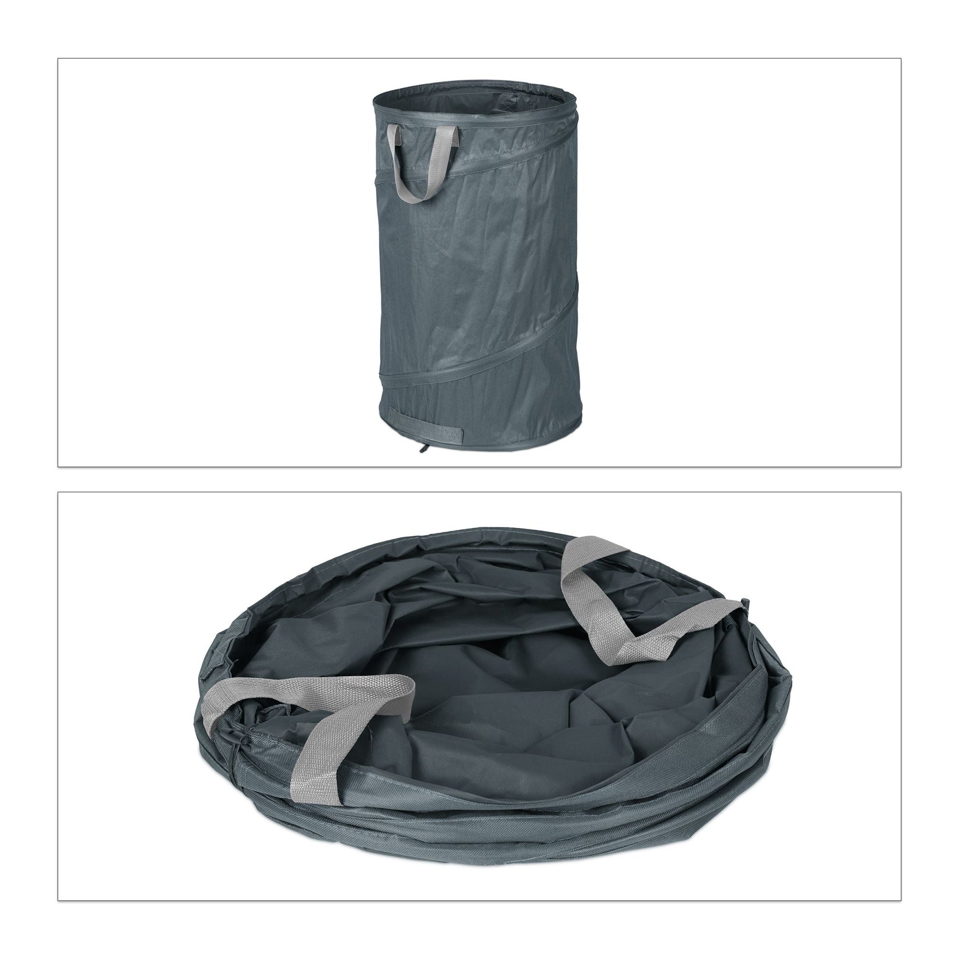 Pop Up Laubsack 120 L 2er-Set Schwarz-Grau von Relaxdays