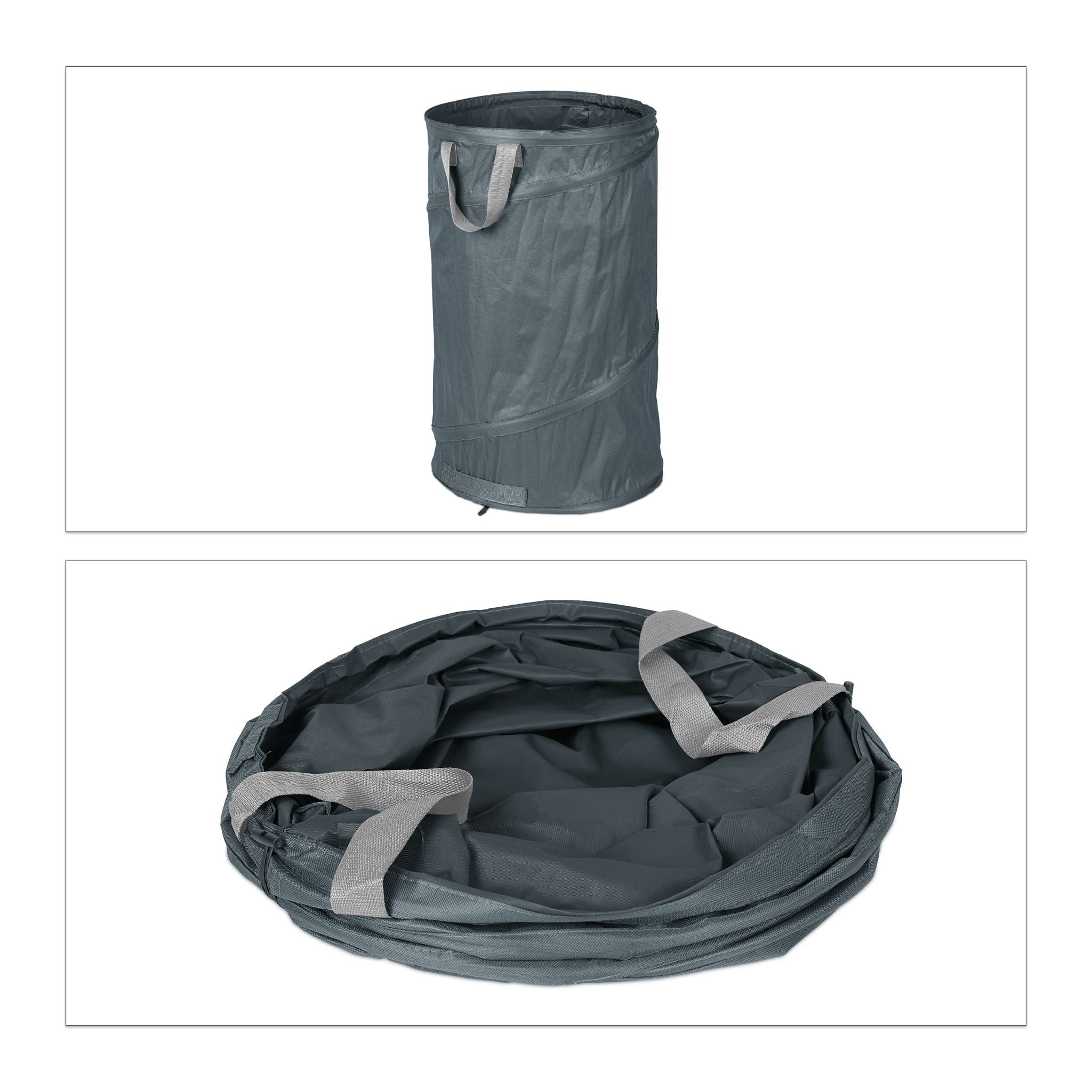 Pop Up Laubsack 120 L 2er-Set Schwarz-Grau von Relaxdays