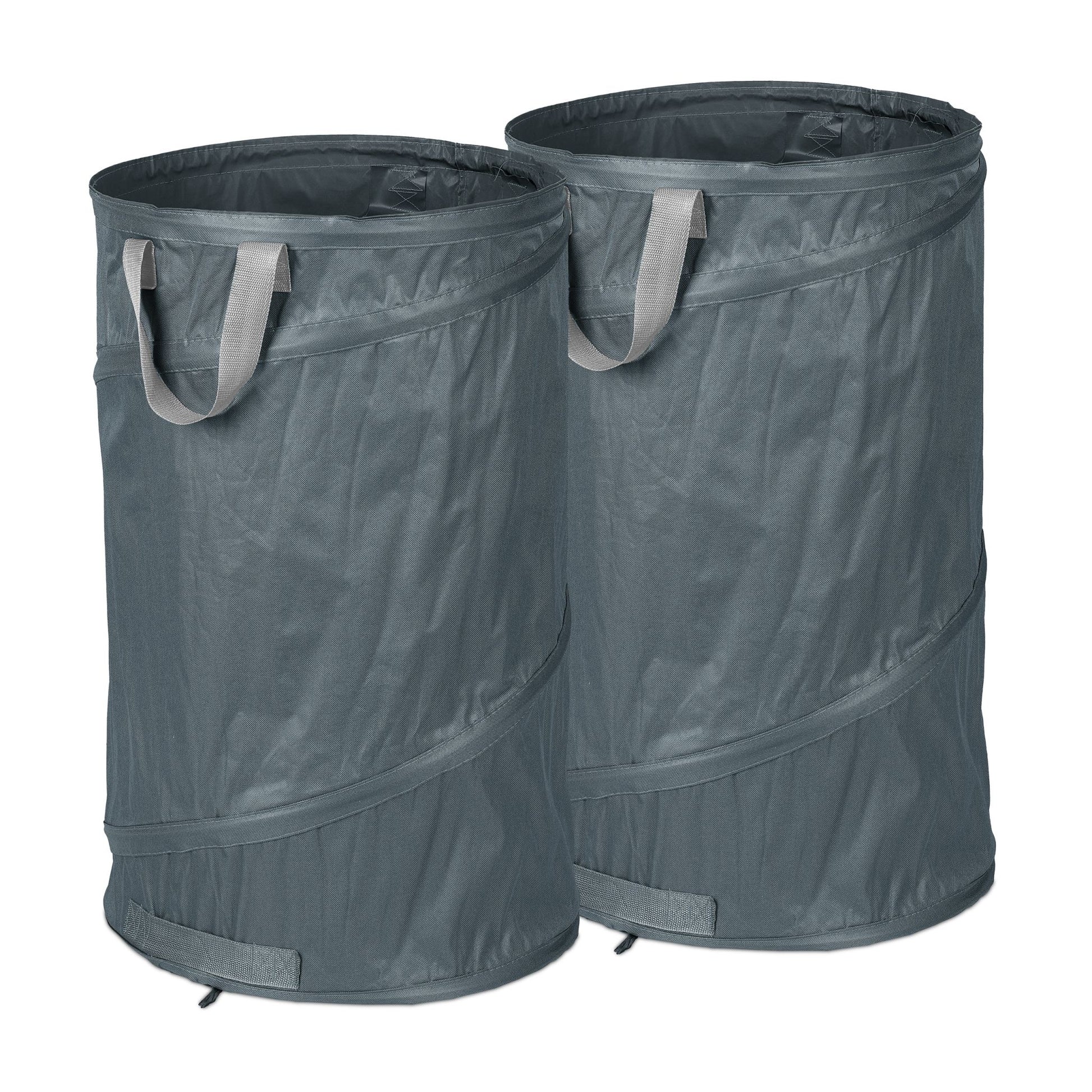 Pop Up Laubsack 120 L 2er-Set Schwarz-Grau von Relaxdays