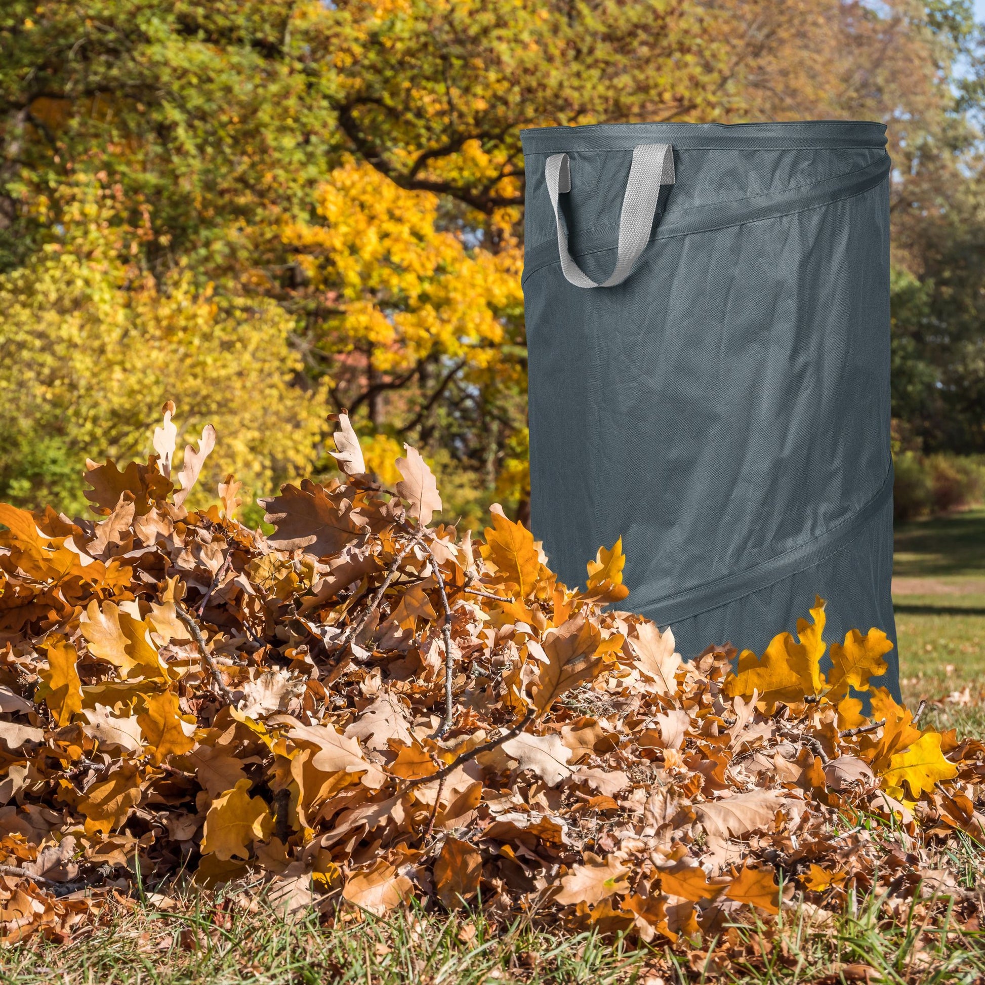 Pop Up Laubsack 120 L 2er-Set Schwarz-Grau von Relaxdays