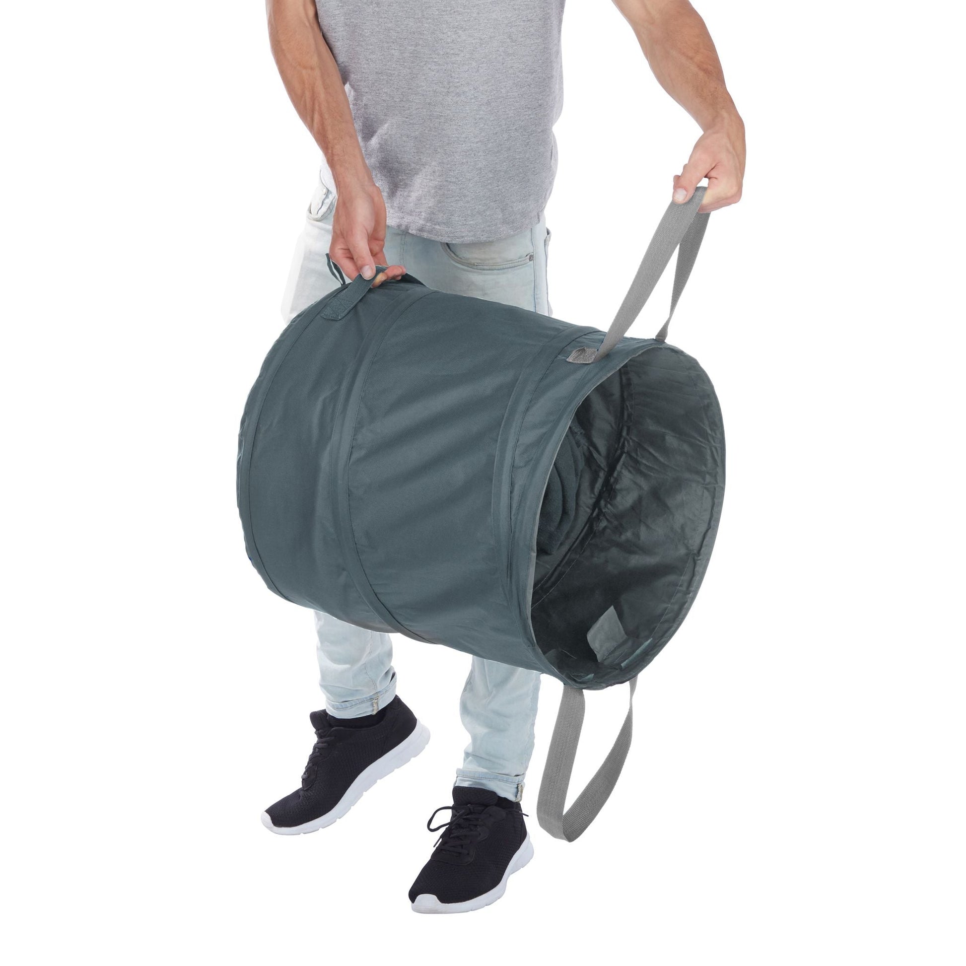 Pop Up Laubsack 120 L 2er-Set Schwarz-Grau von Relaxdays