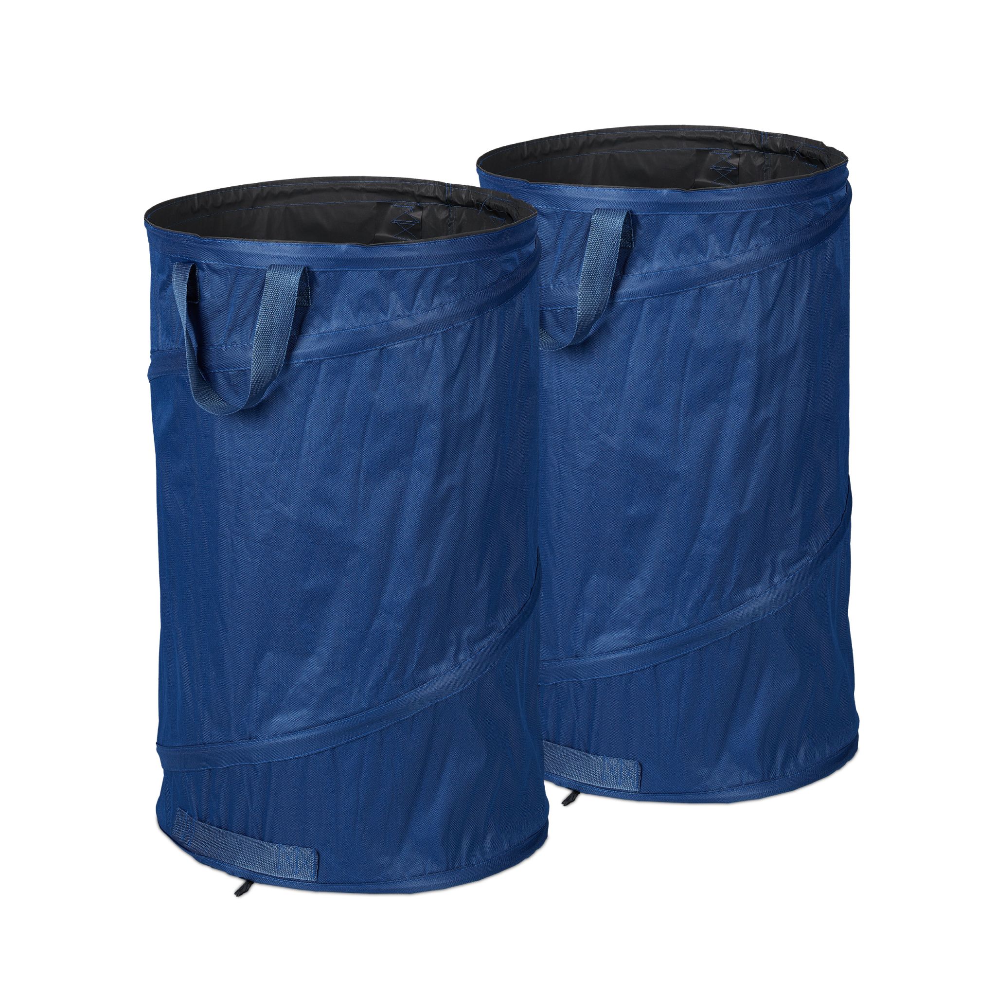 Pop Up Laubsack 120 L 2er-Set Blau-Schwarz von Relaxdays
