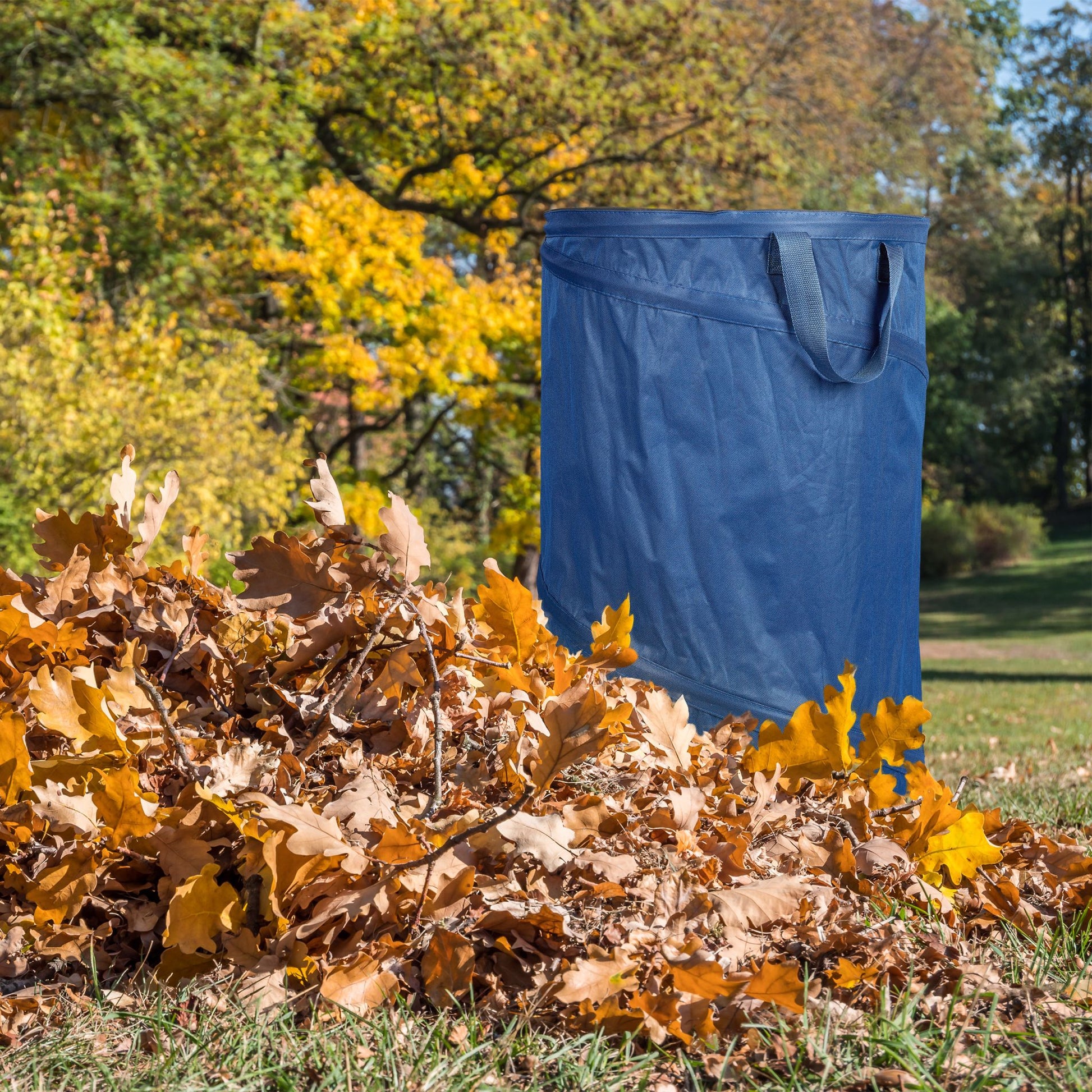 Pop Up Laubsack 120 L 2er-Set Blau-Schwarz von Relaxdays