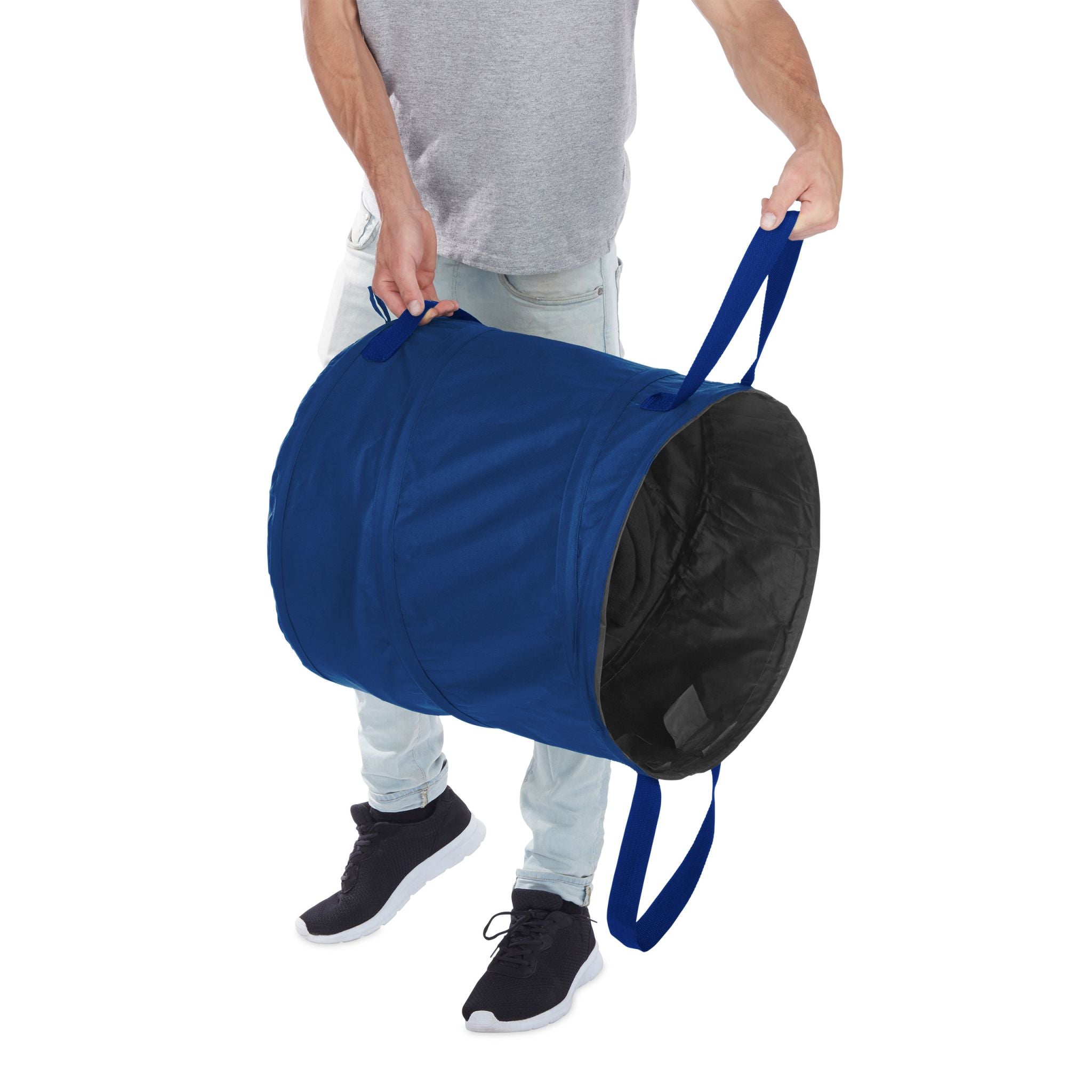 Pop Up Laubsack 120 L 2er-Set Blau-Schwarz von Relaxdays