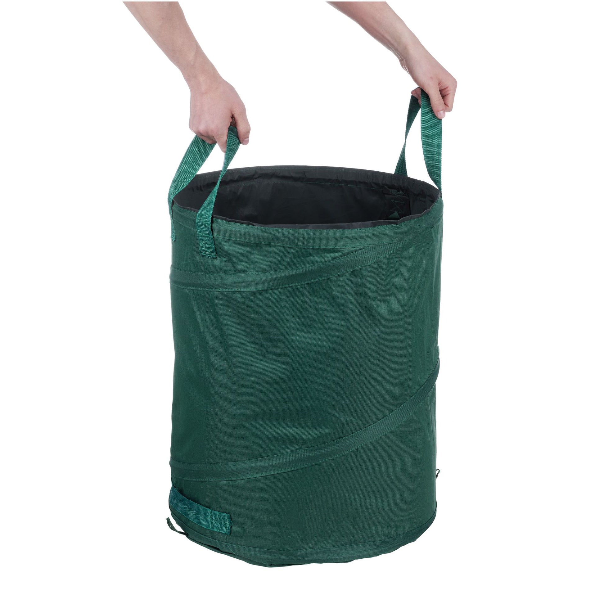 Pop Up Laubsack 90 L 3er-Set Dunkelgrün-Schwarz von Relaxdays