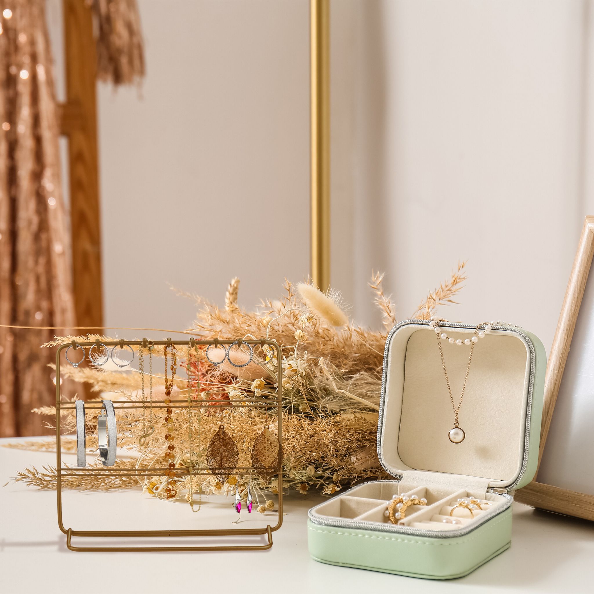 Schmuckständer für Ketten und Ohrringe Gold von Relaxdays